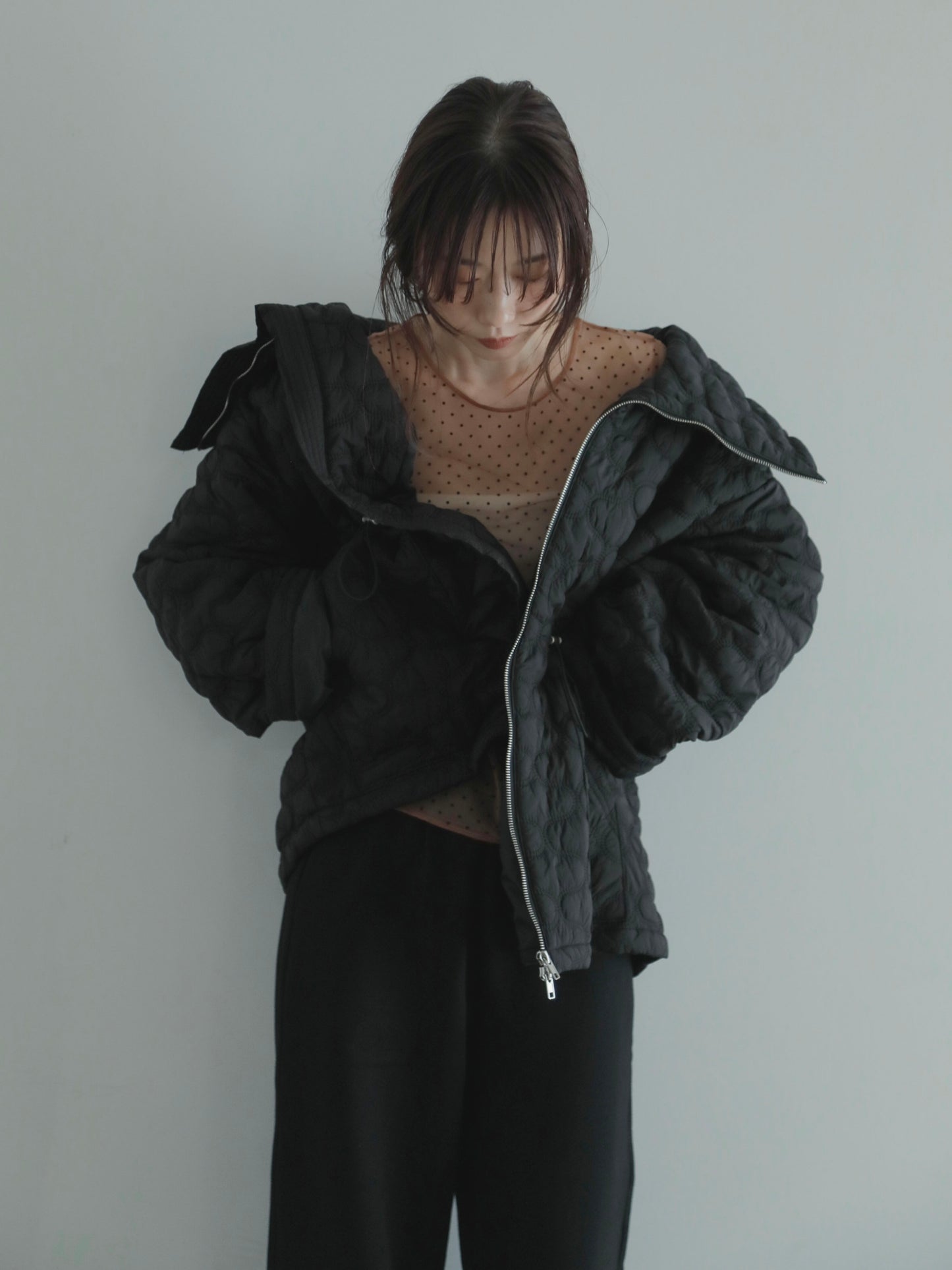 <pre order>big collar quilting jacket