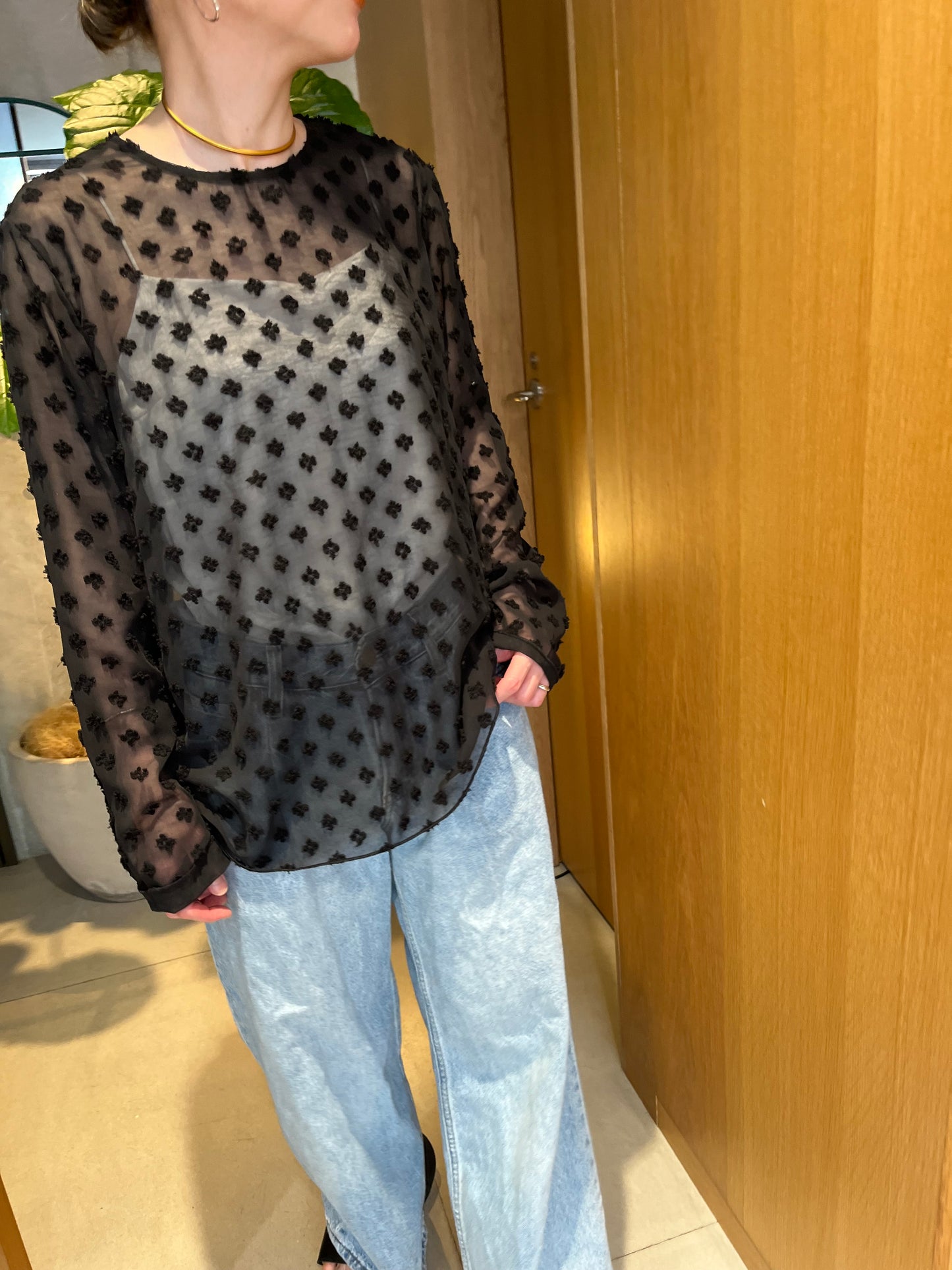 see-through jaguard blouse