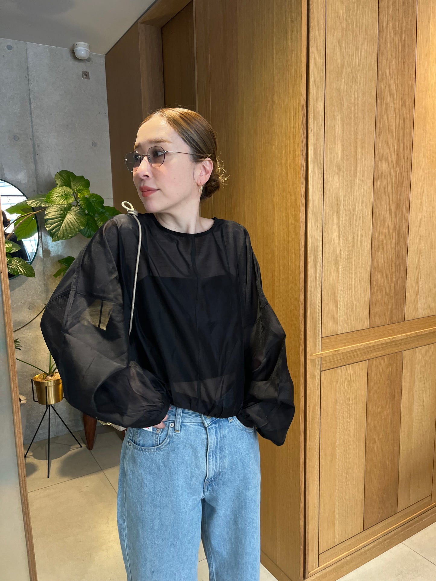 sheer balloon blouse