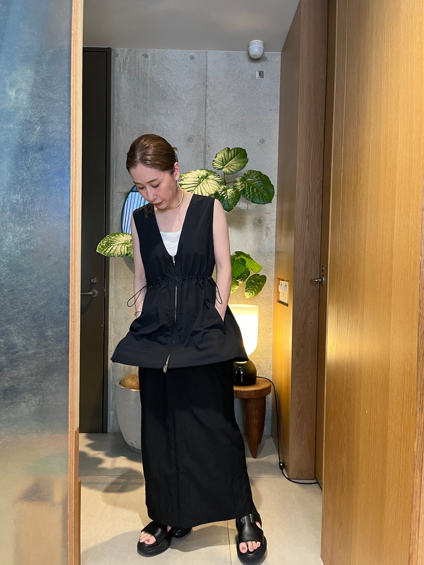 draw string nylon skirt