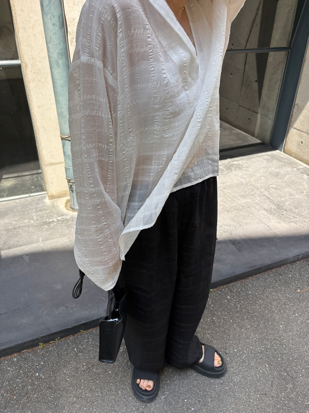 sheer check hoodie shirt
