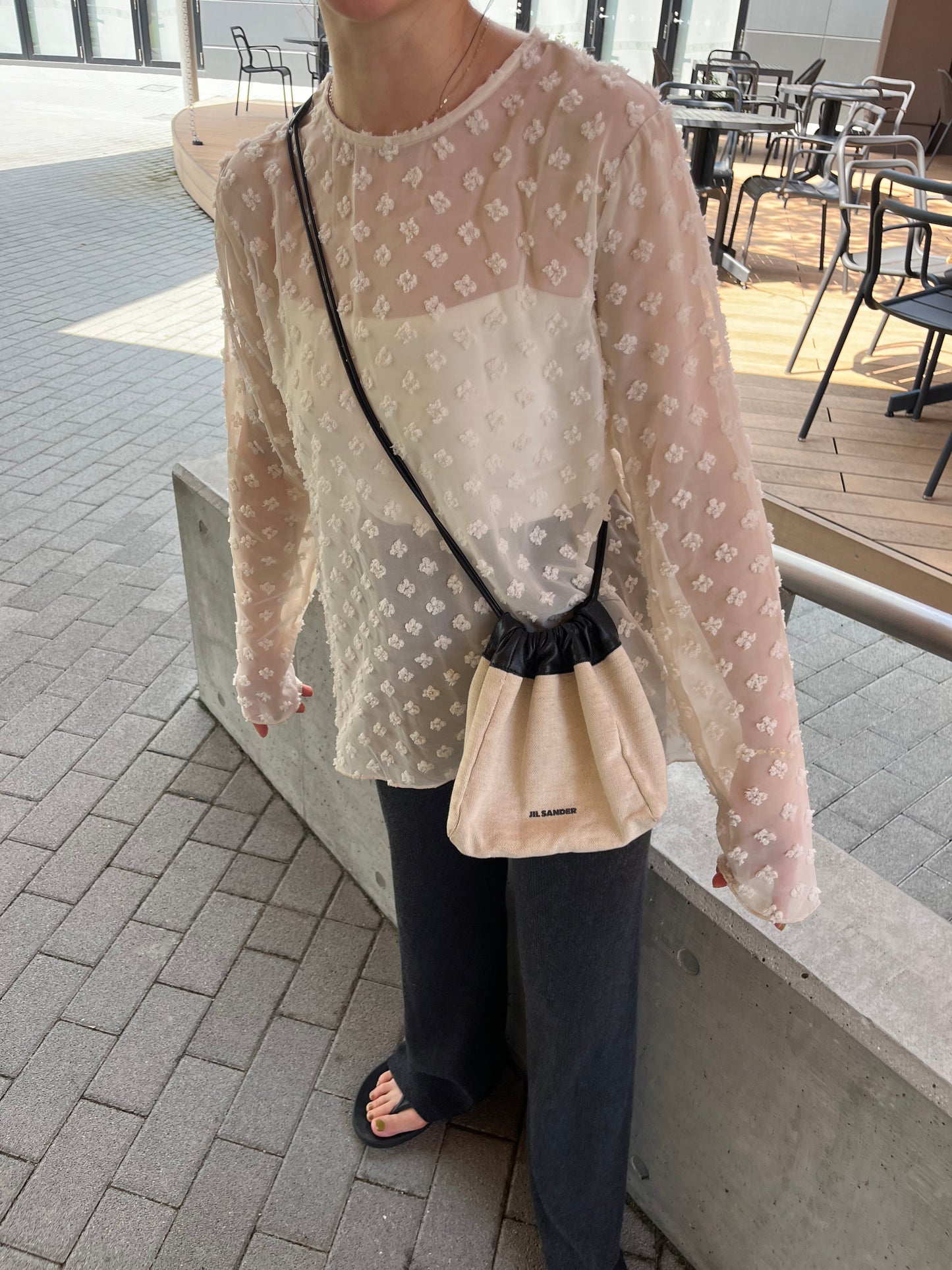 see-through jaguard blouse
