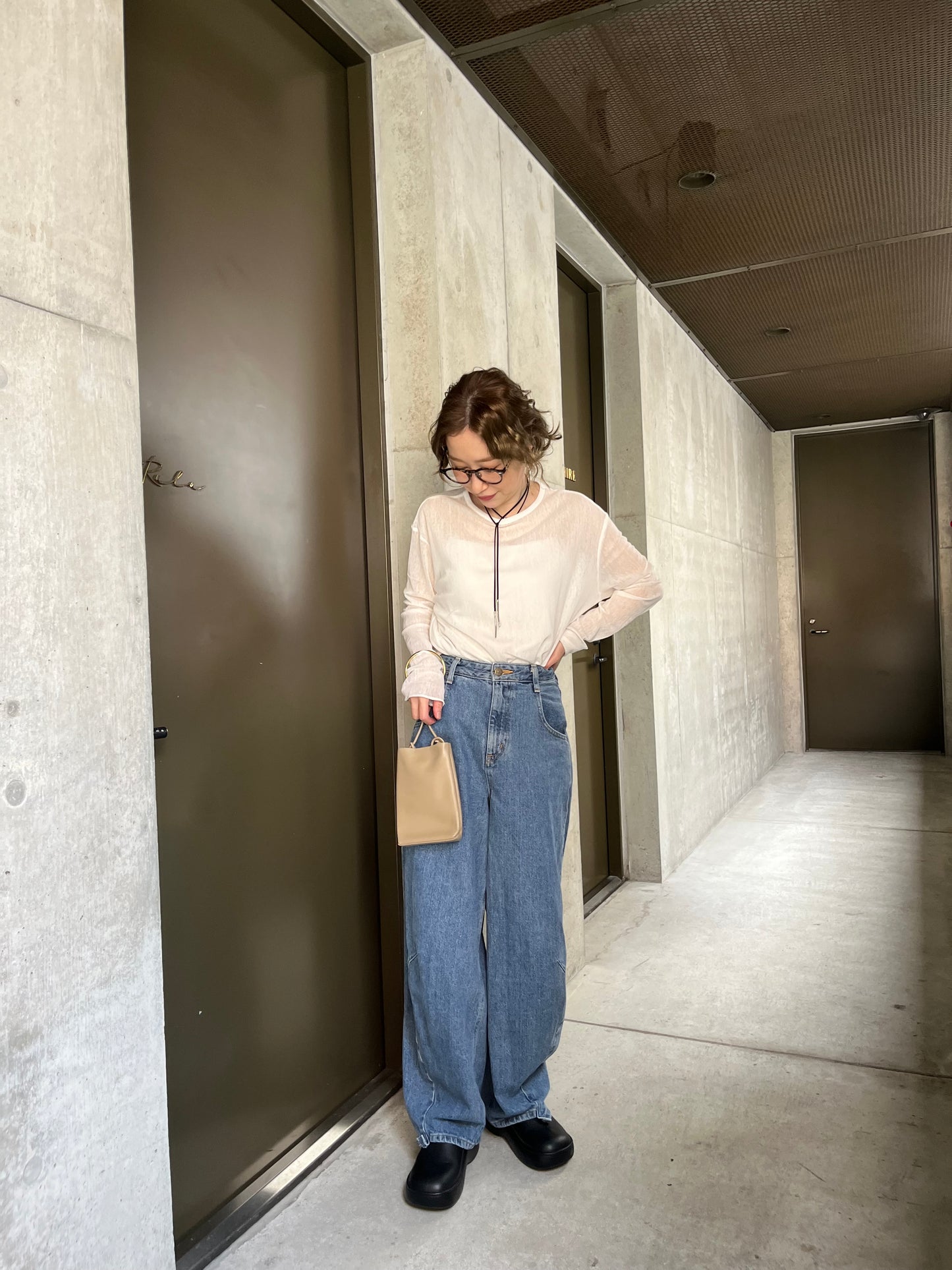 See - through long sleeve cut&sew