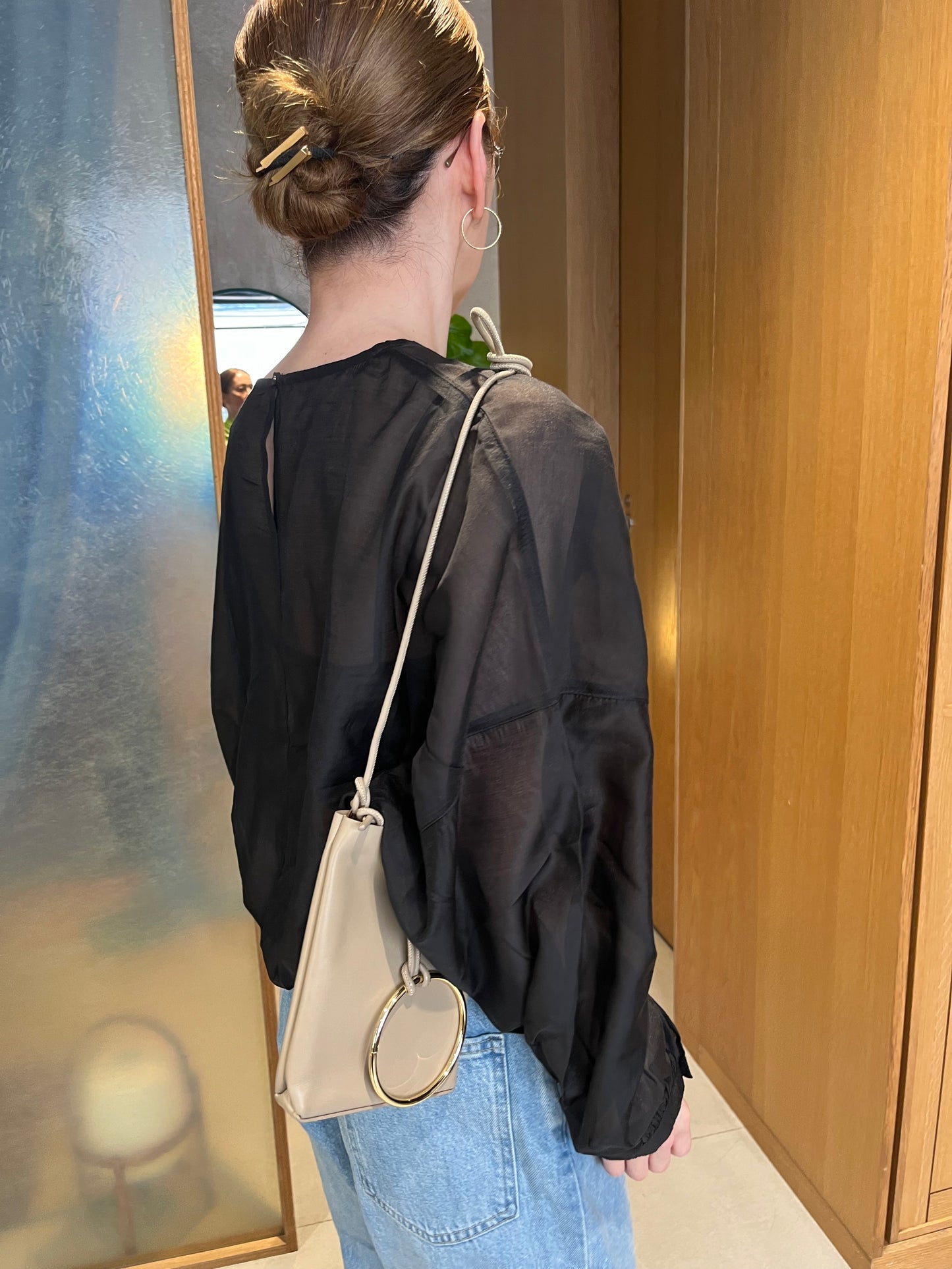sheer balloon blouse