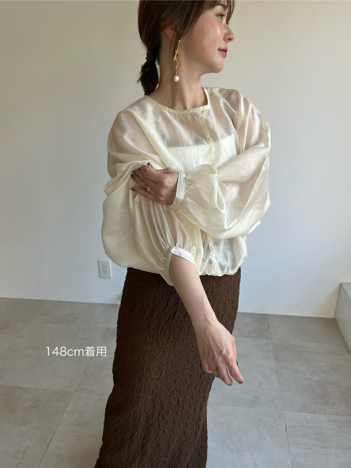 sheer balloon blouse