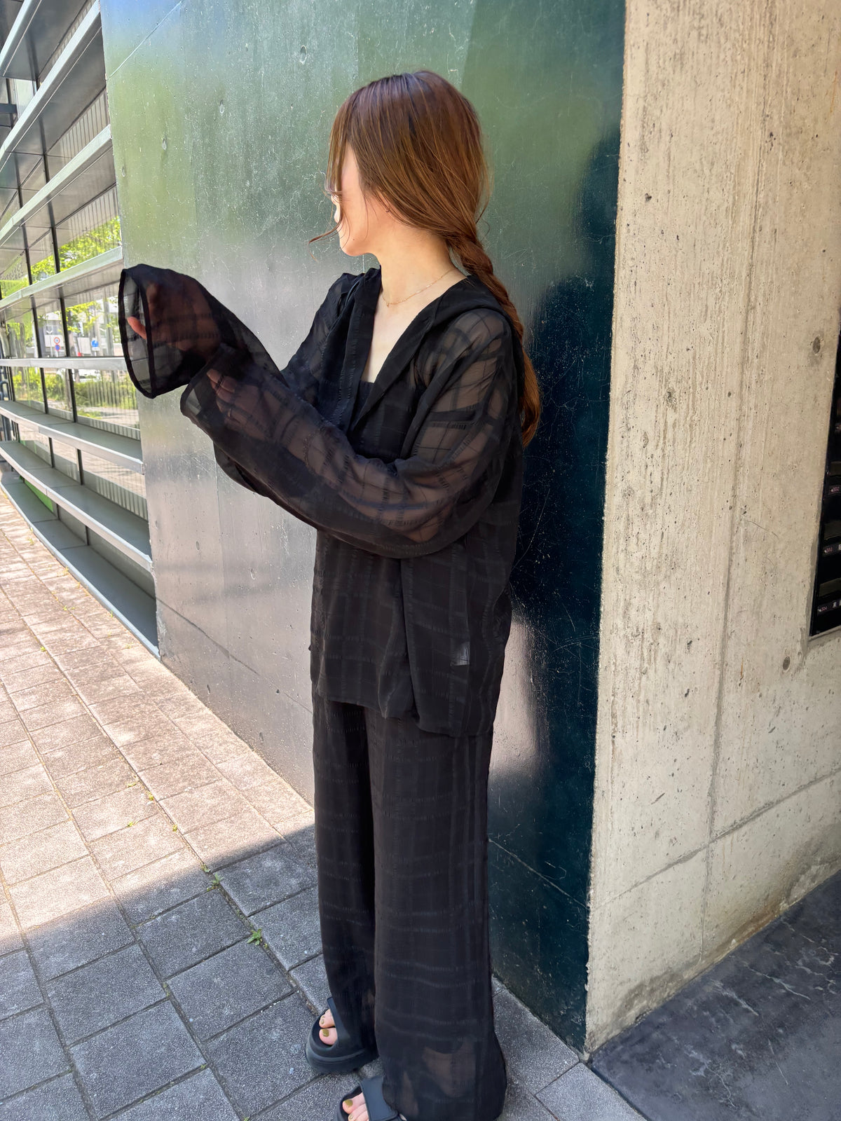sheer check pants