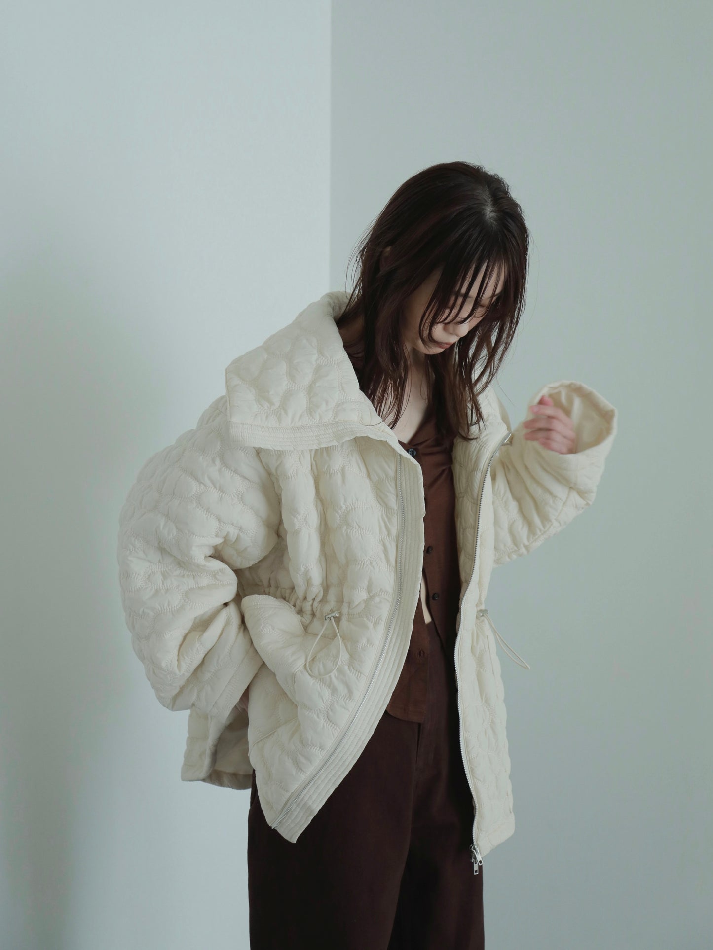 <pre order>big collar quilting jacket