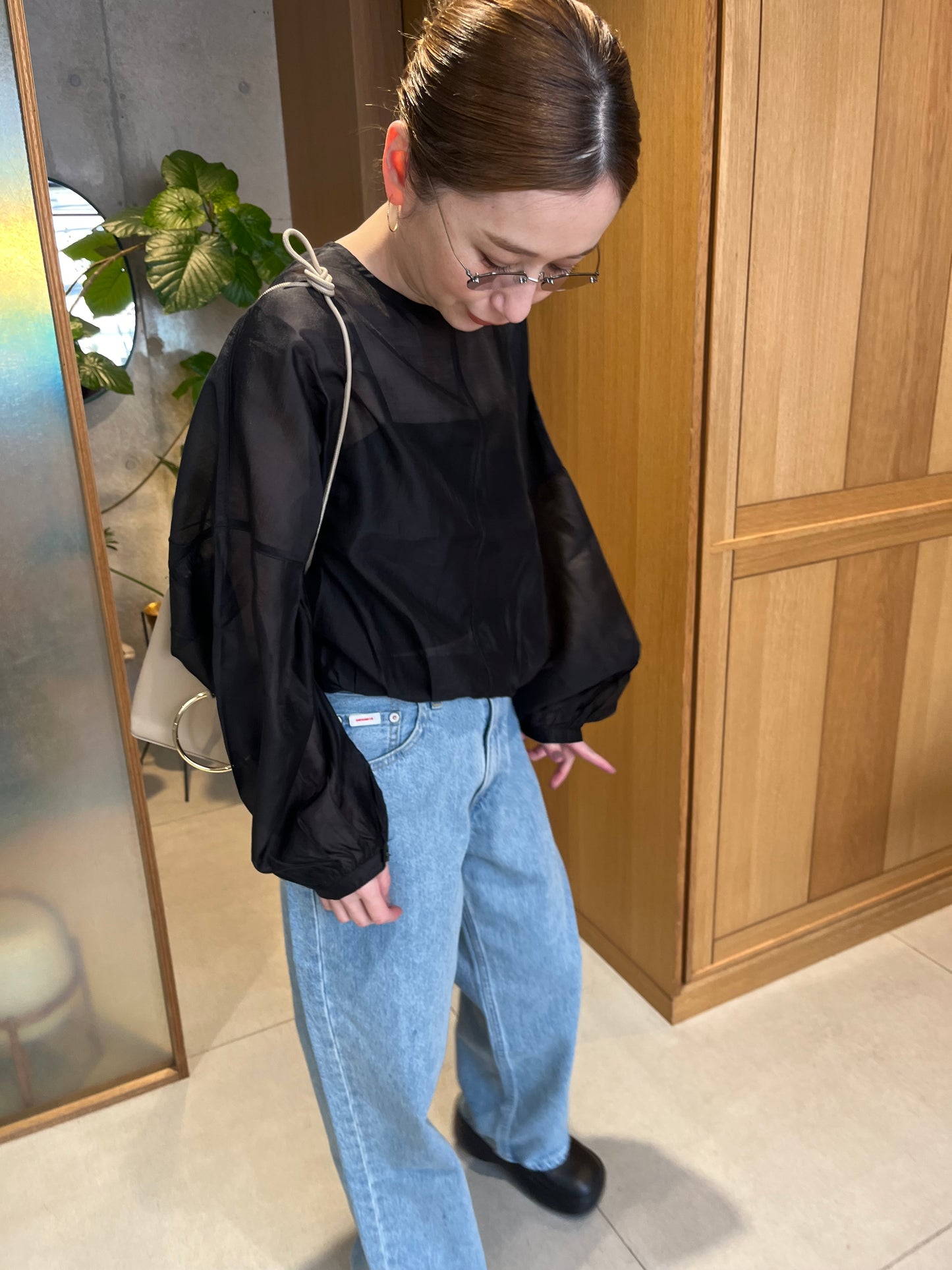 sheer balloon blouse