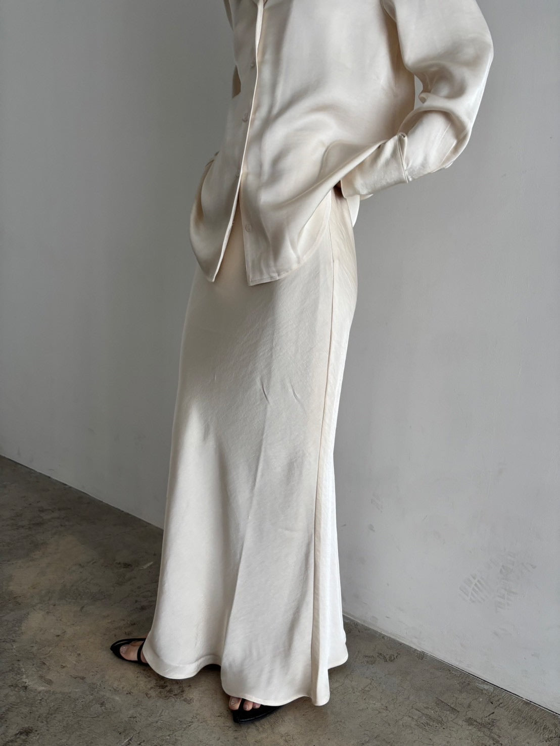 satin long skirt