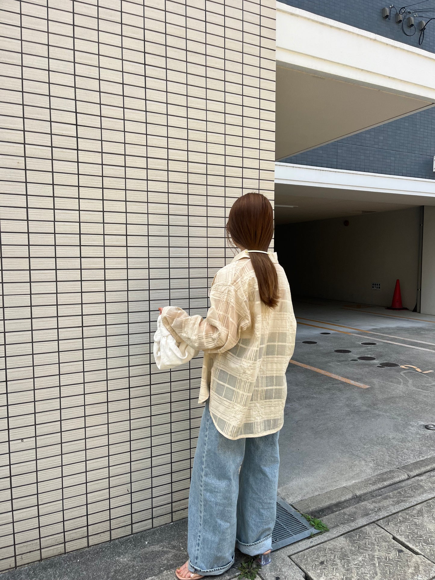sheer check skipper shirt