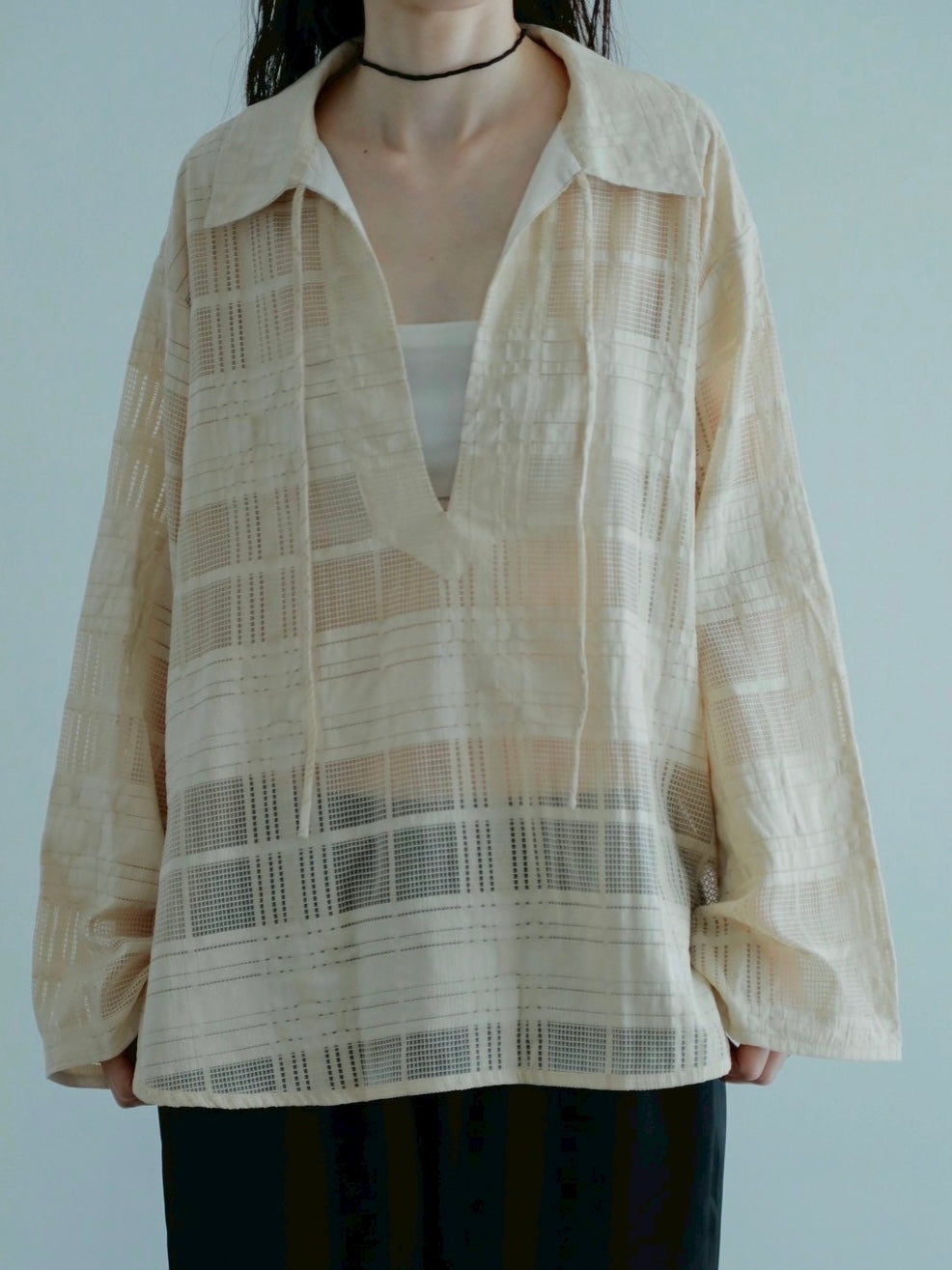 sheer check skipper shirt