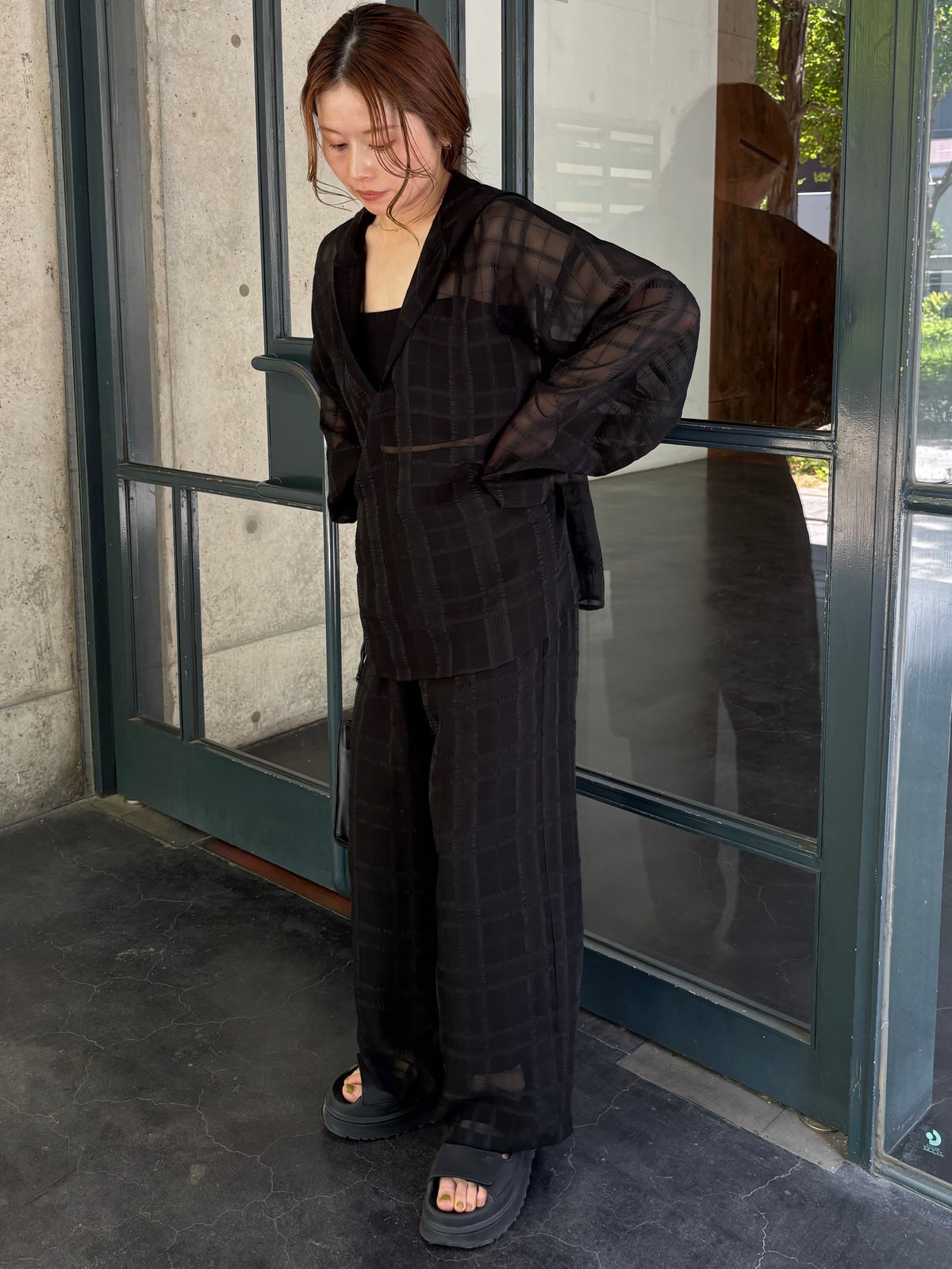 sheer check pants