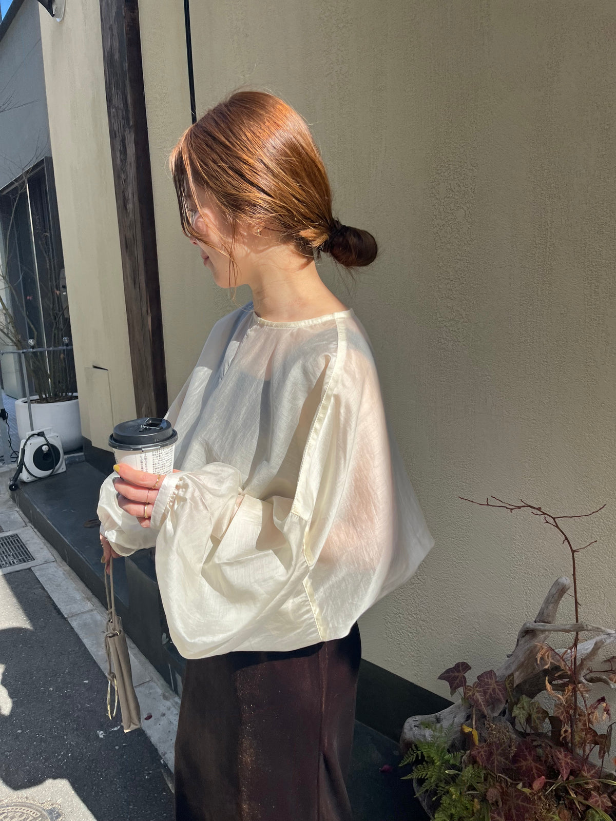 sheer balloon blouse