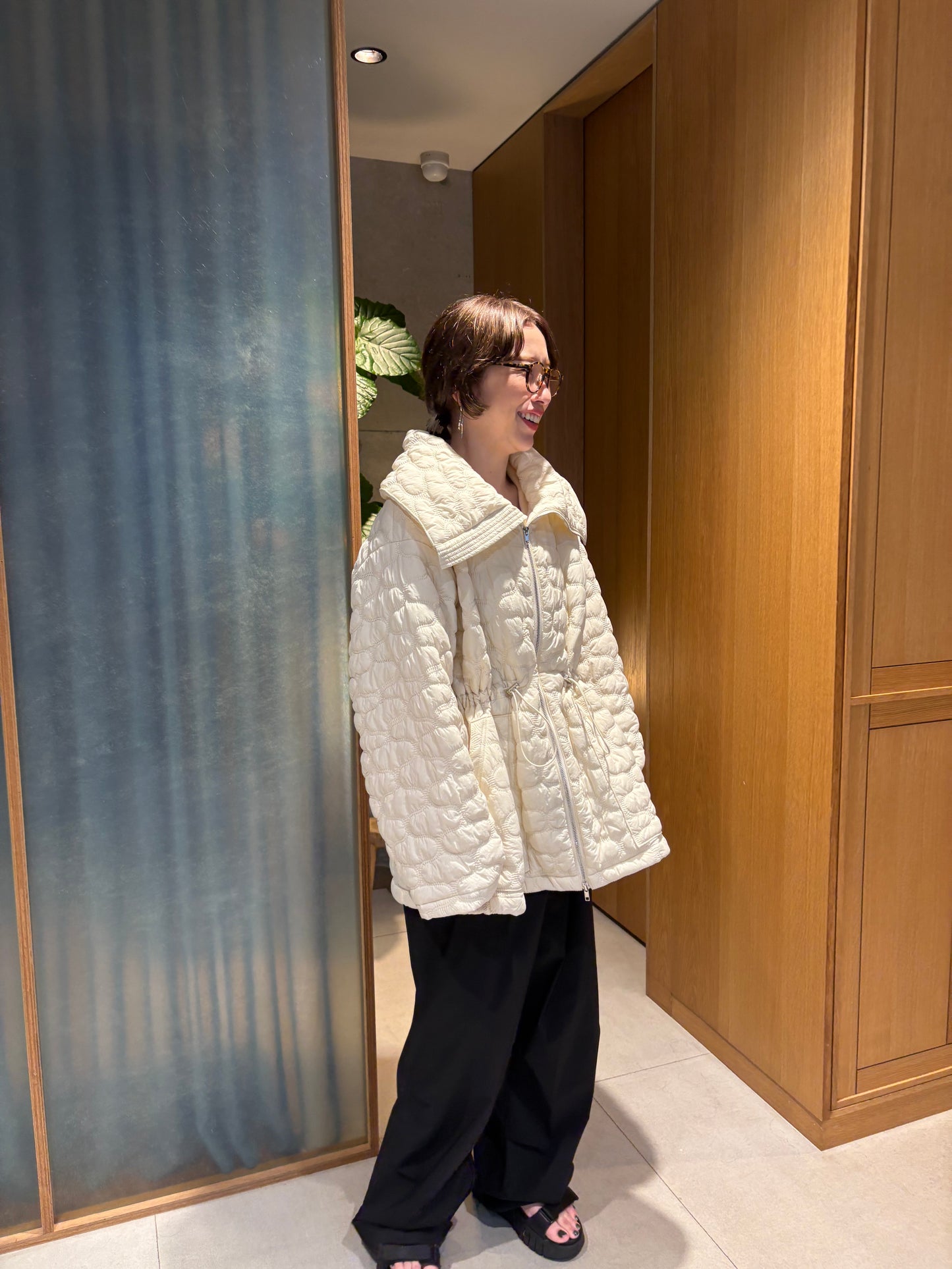 <pre order>big collar quilting jacket