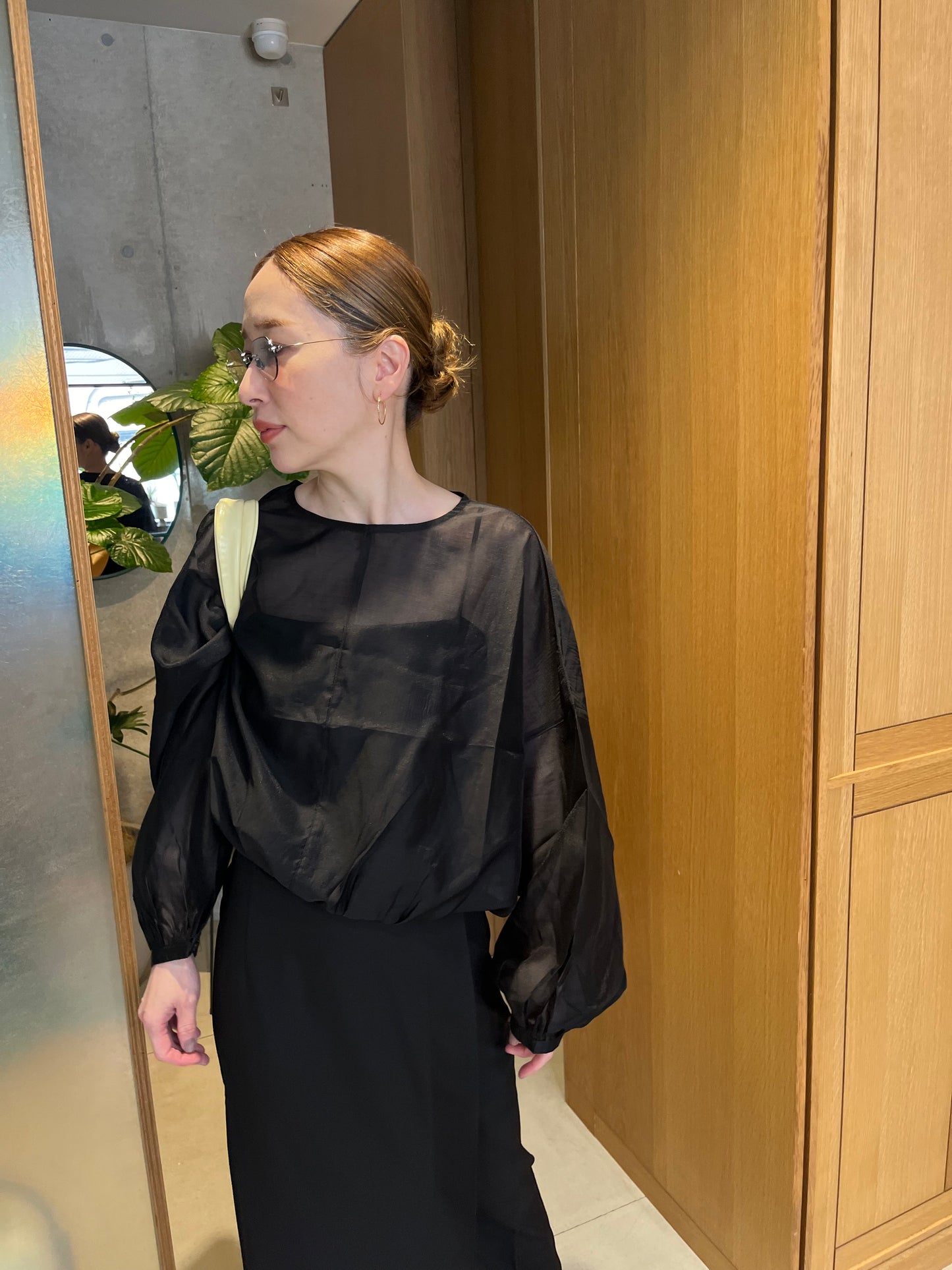 sheer balloon blouse