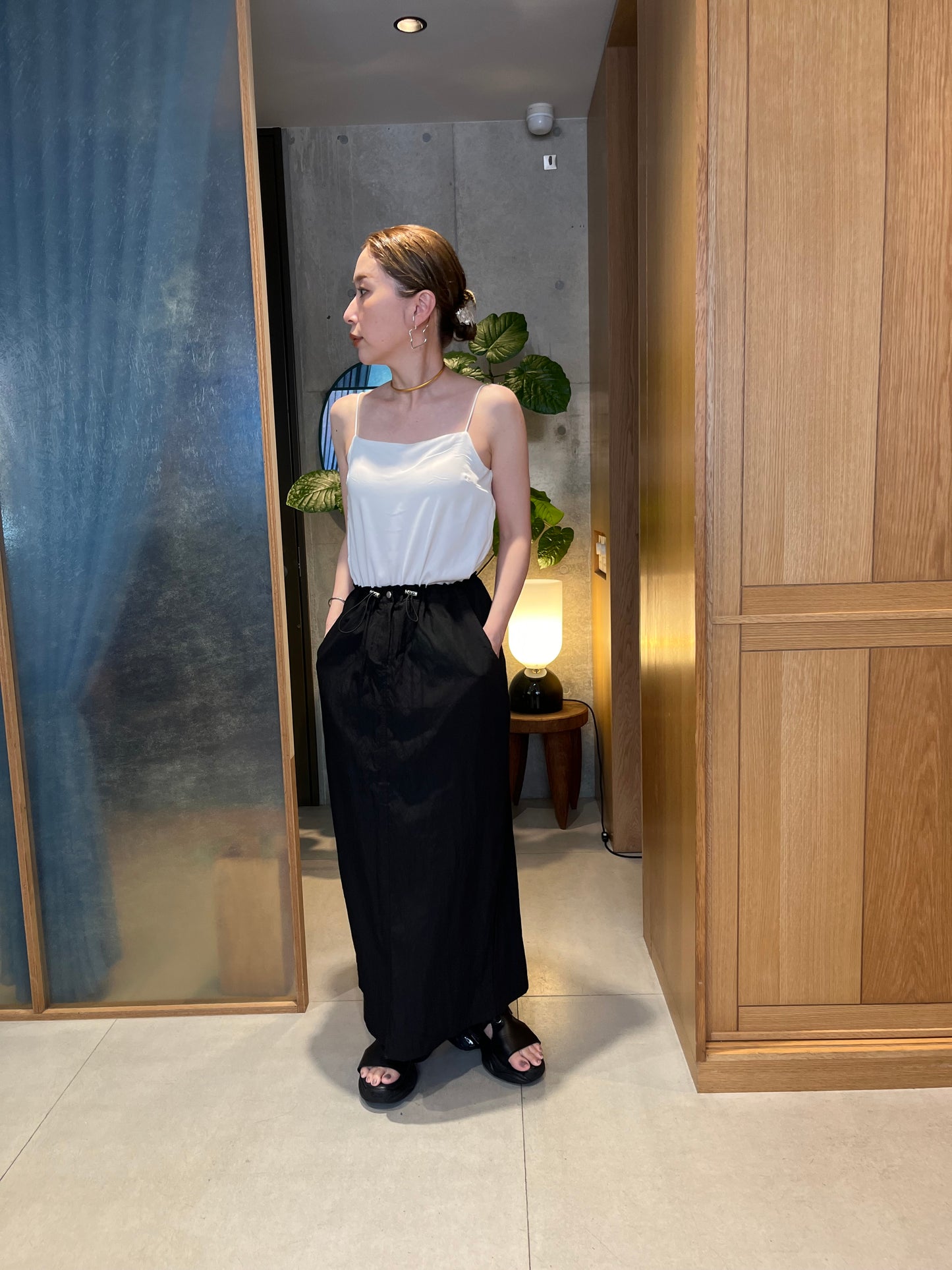 draw string nylon skirt