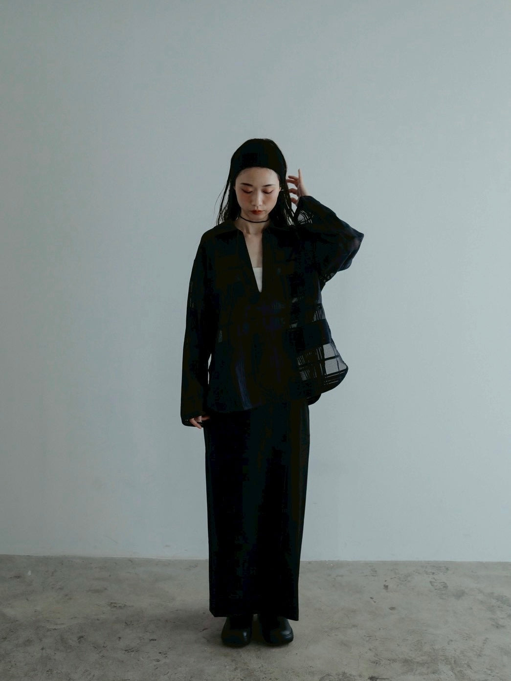 sheer check skipper shirt