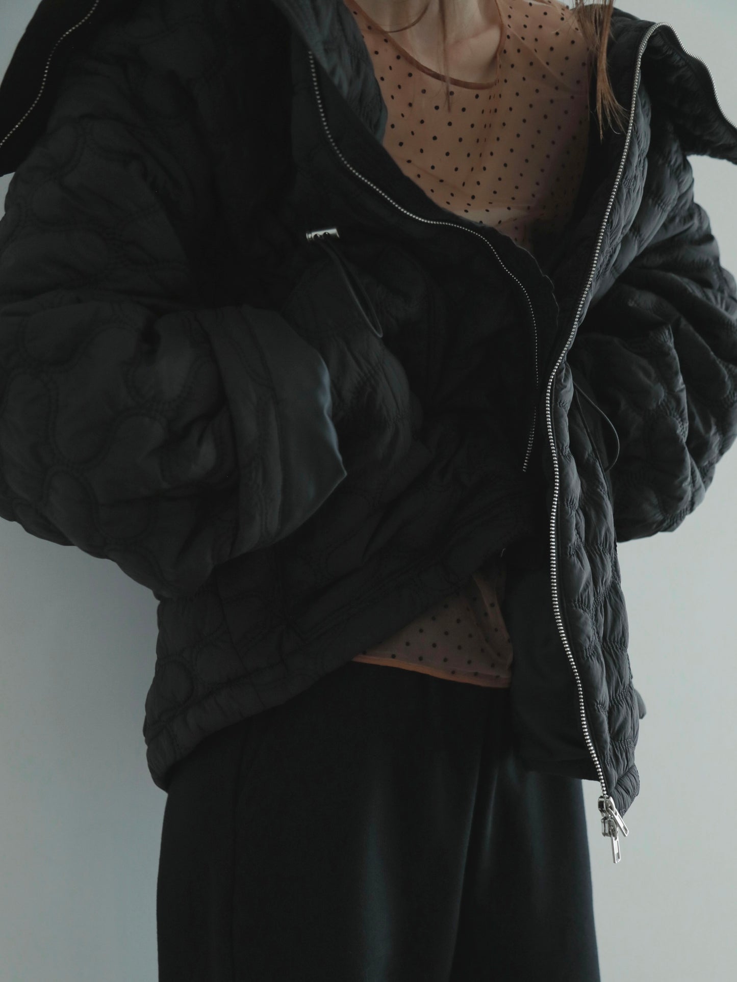 <pre order>big collar quilting jacket