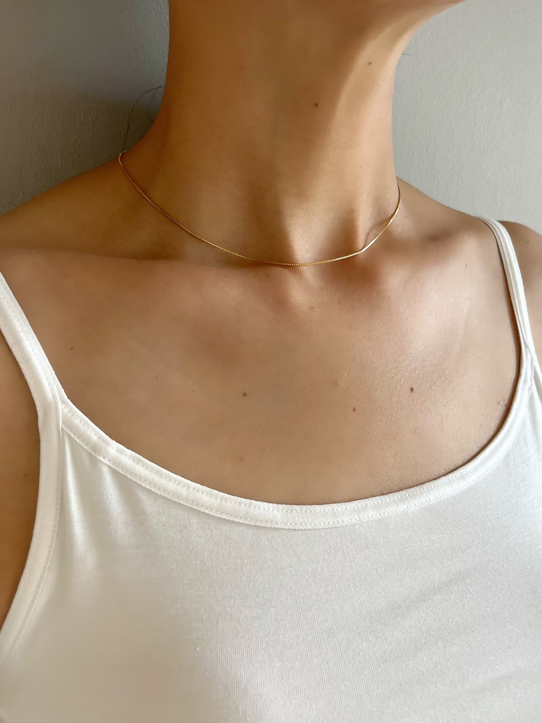 14kgf box chain necklace – hholic