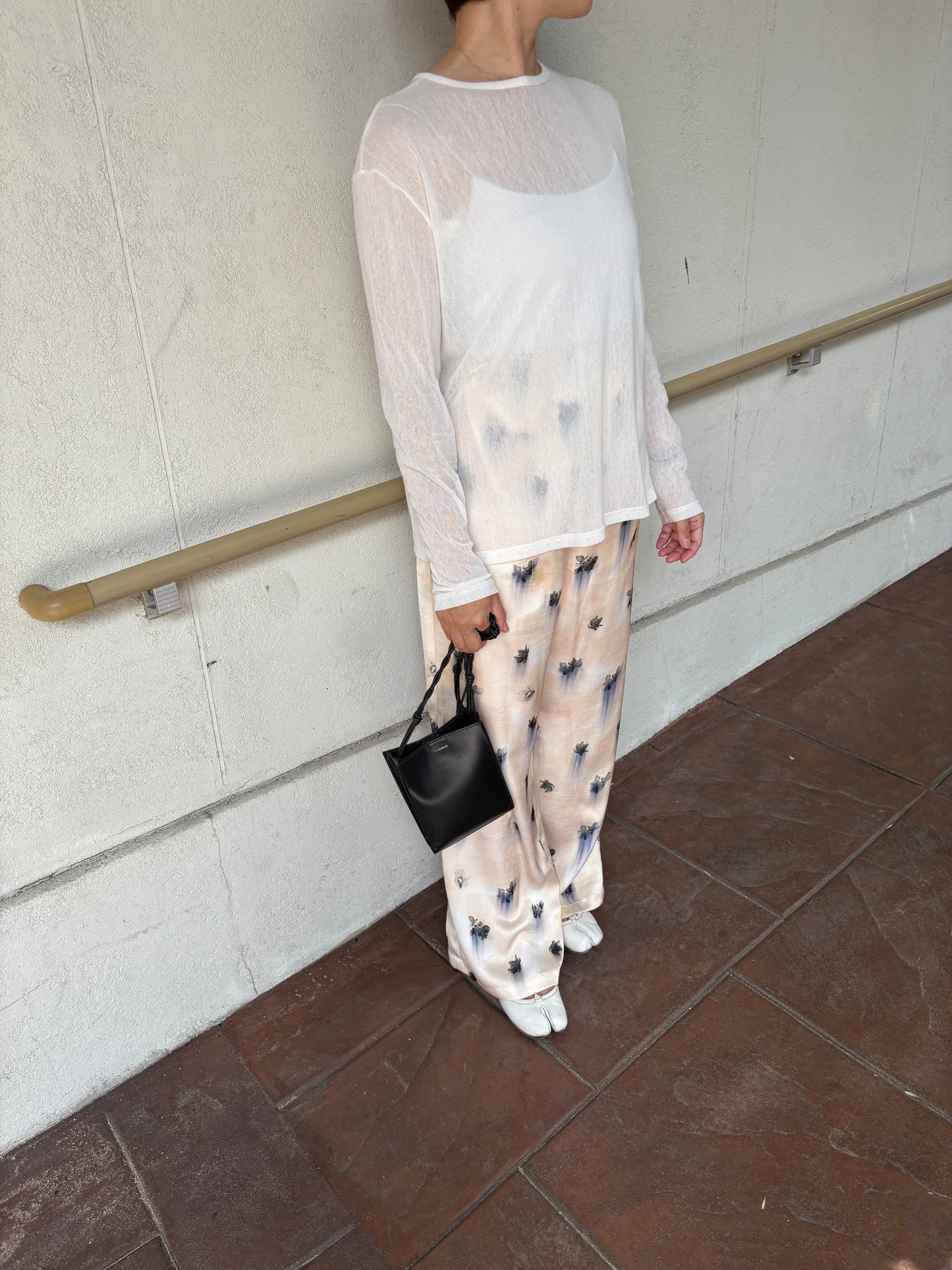 See - through long sleeve cut&sew