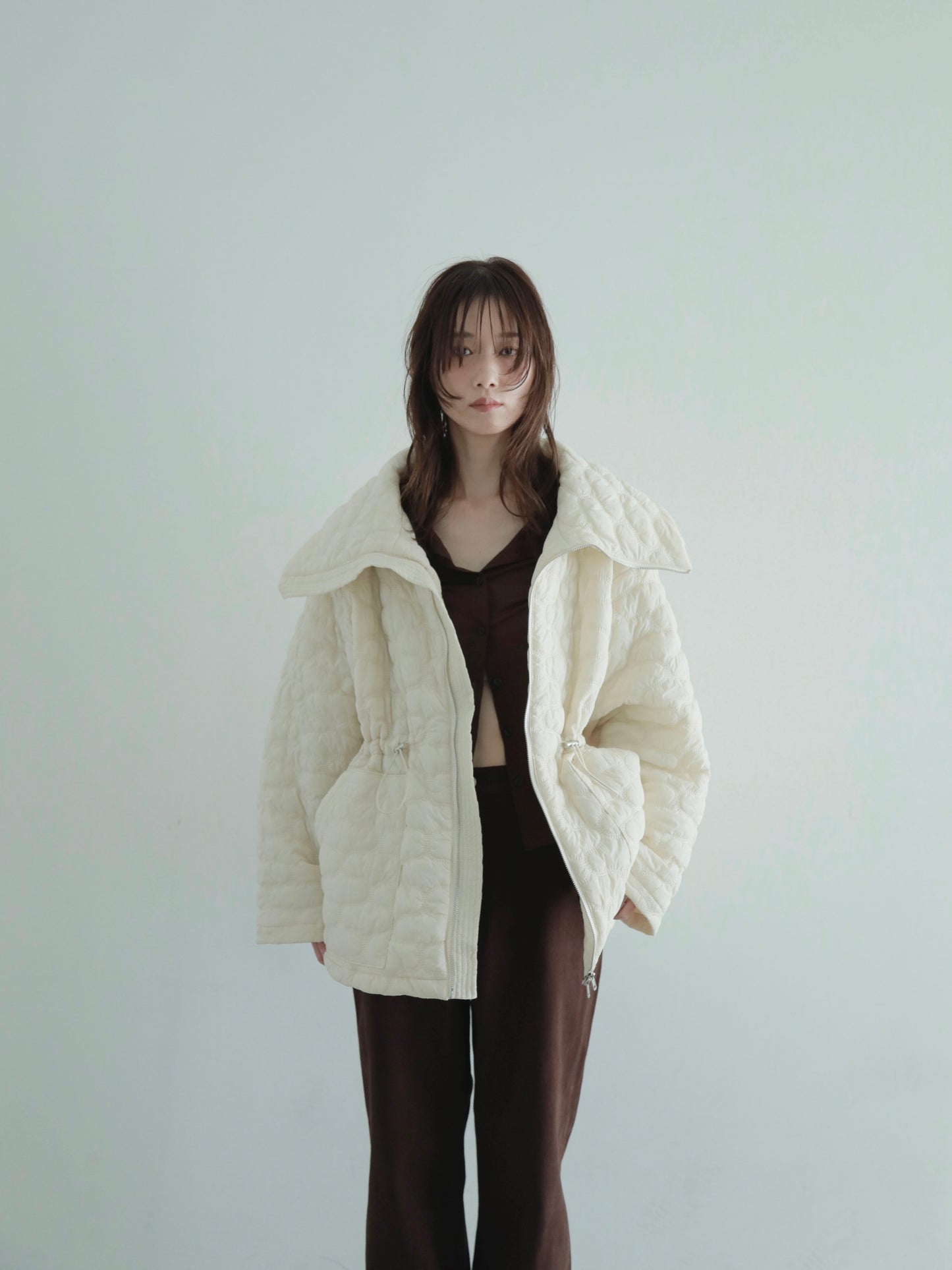 <pre order>big collar quilting jacket