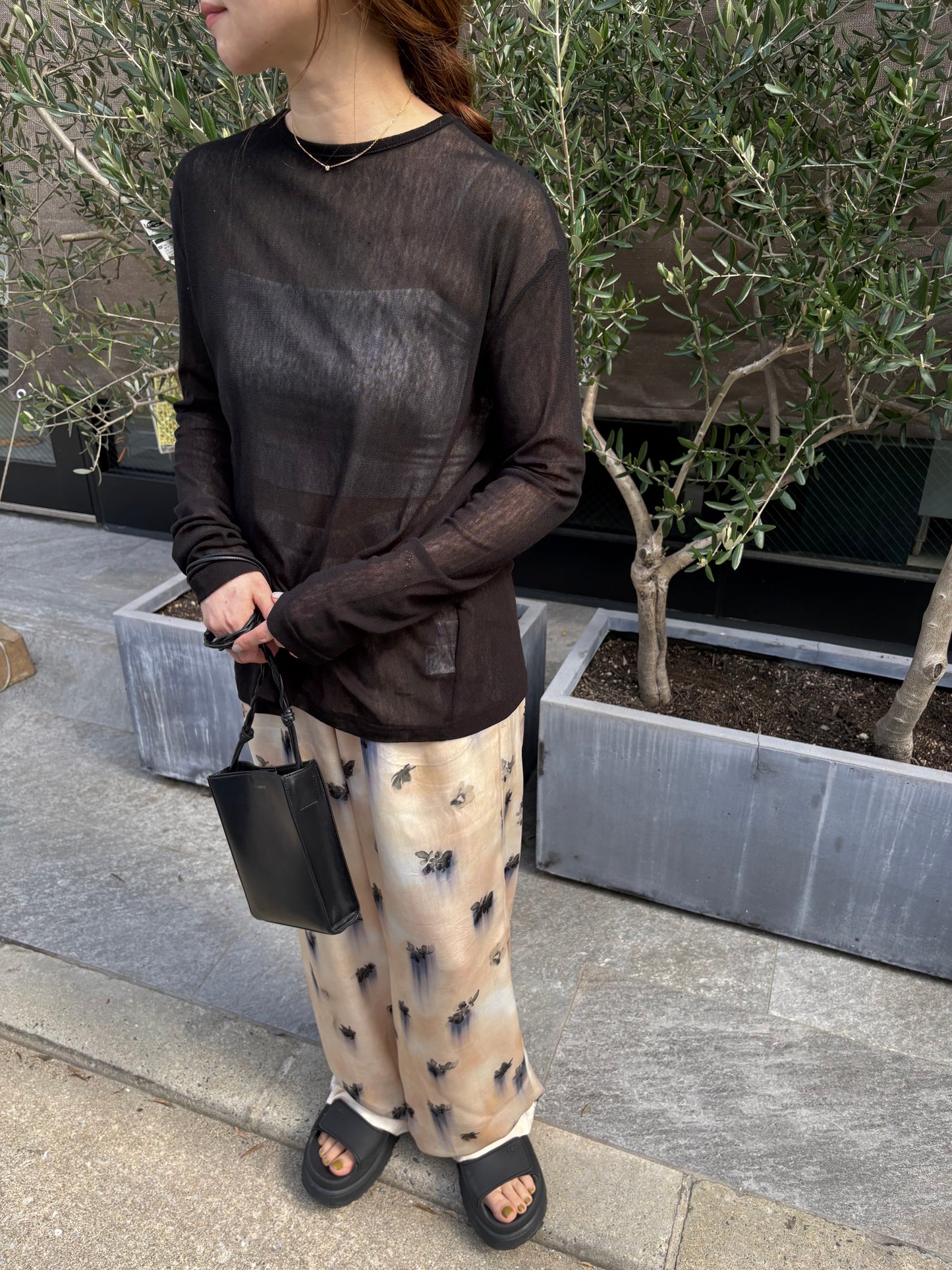 See - through long sleeve cut&sew