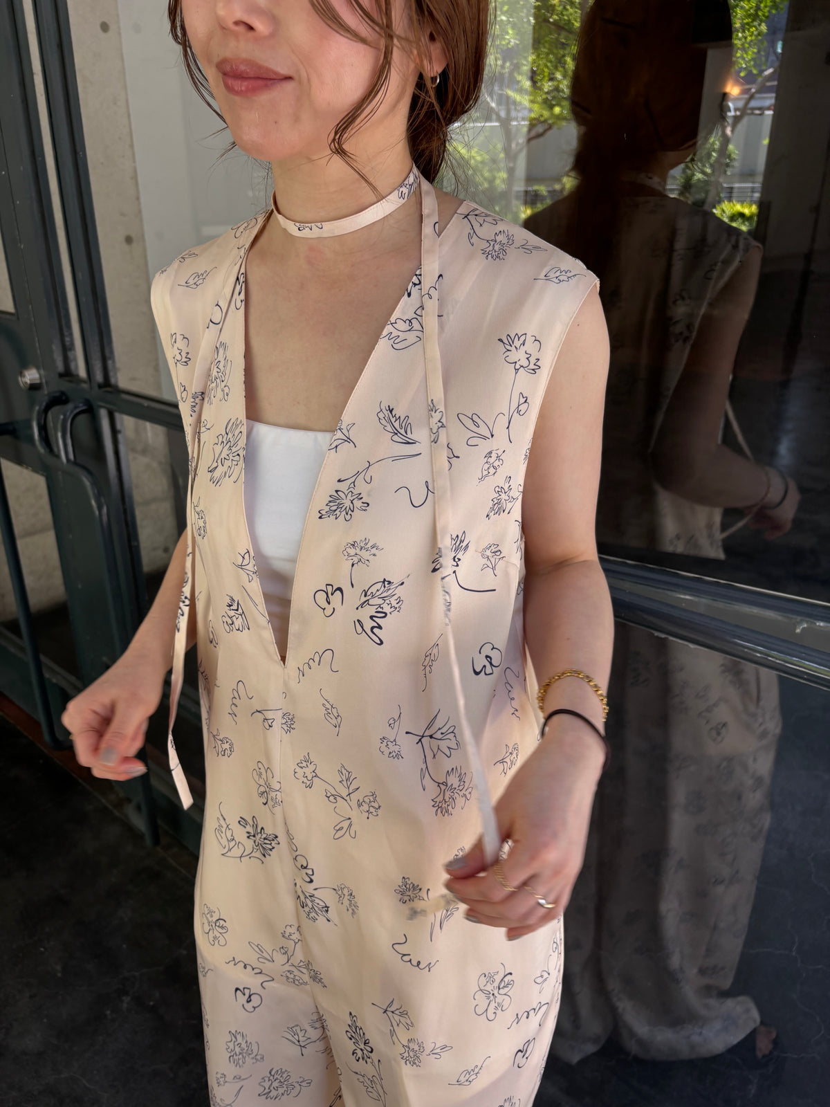 flower vneck all-in-one