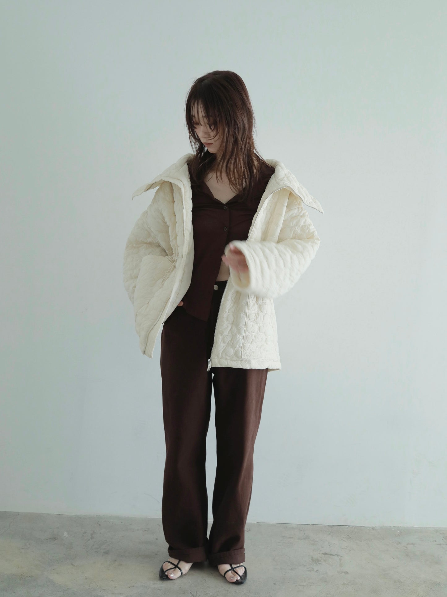 <pre order>big collar quilting jacket