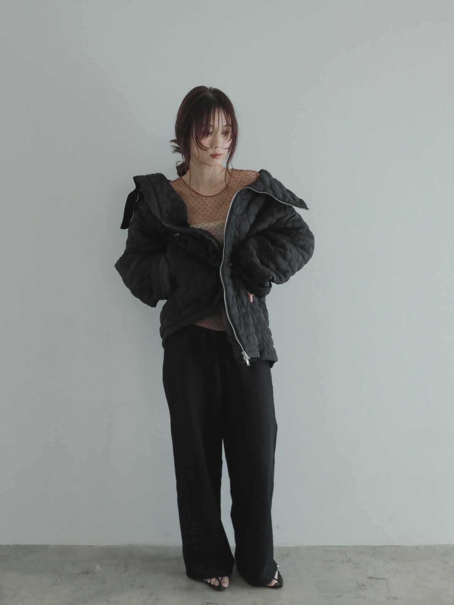 <pre order>big collar quilting jacket
