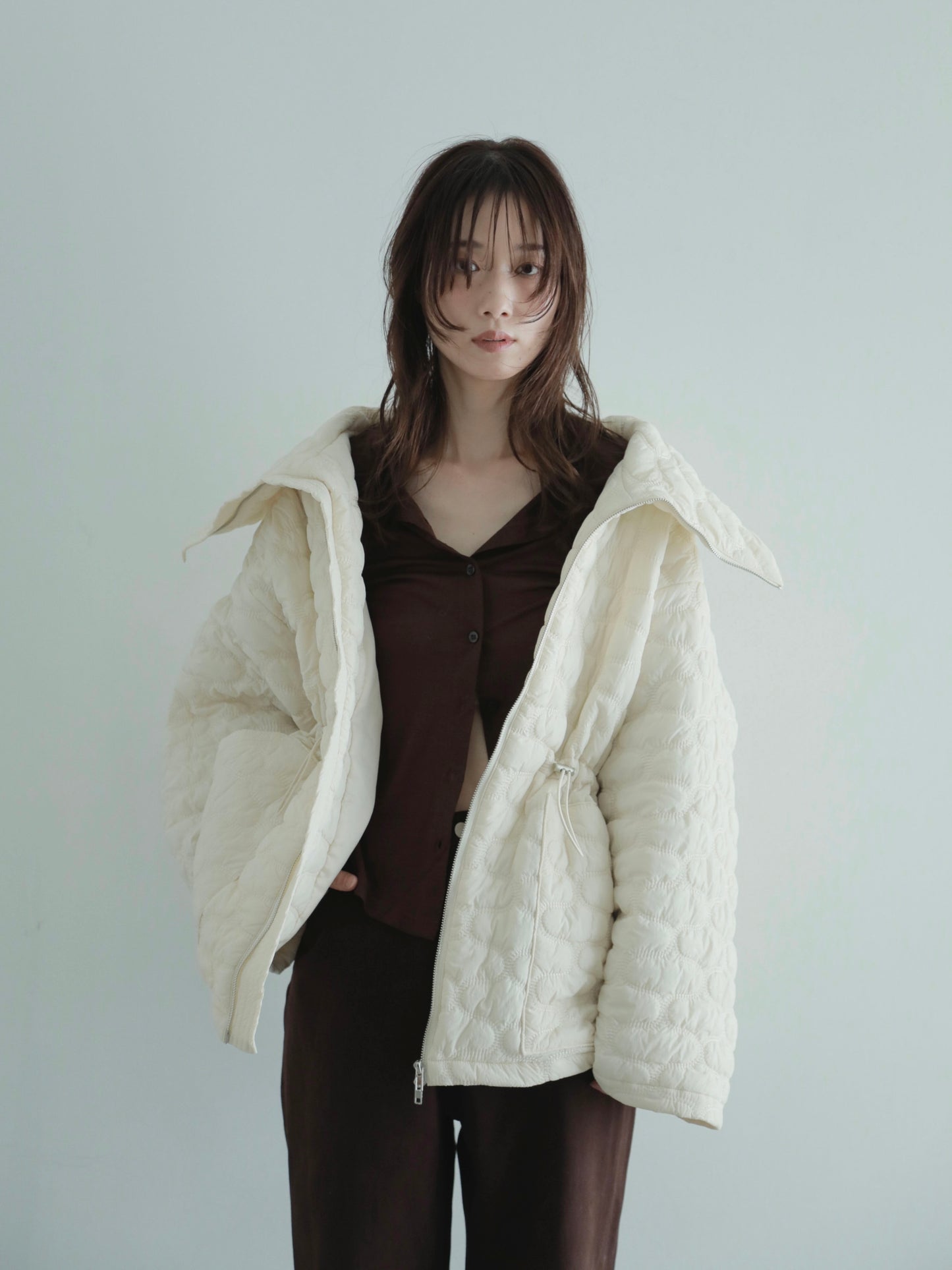 <pre order>big collar quilting jacket