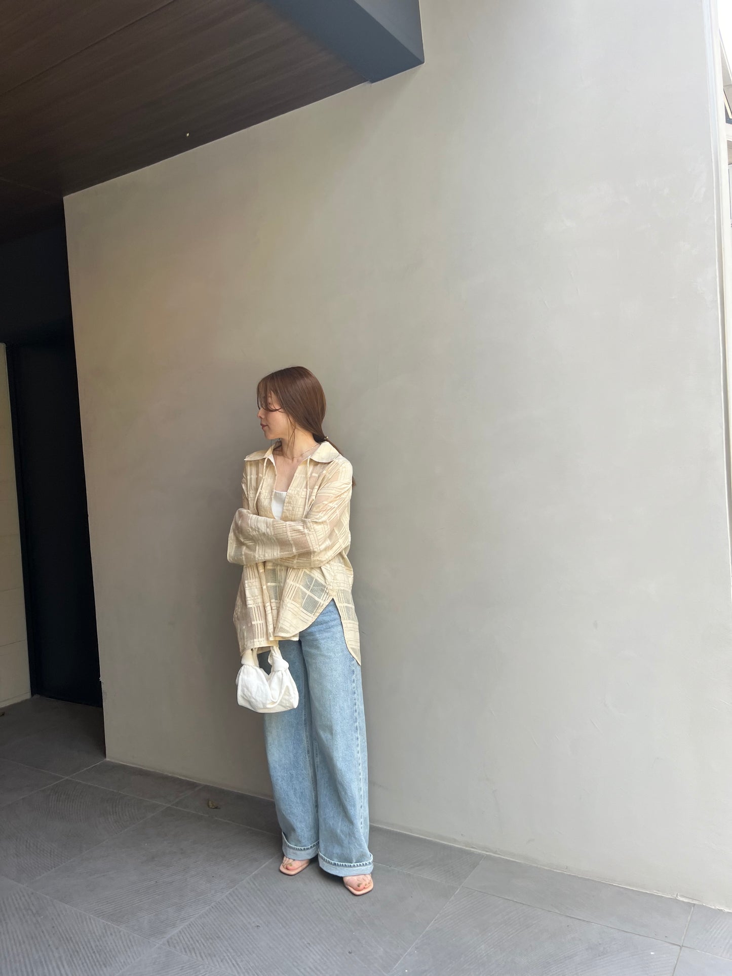 sheer check skipper shirt