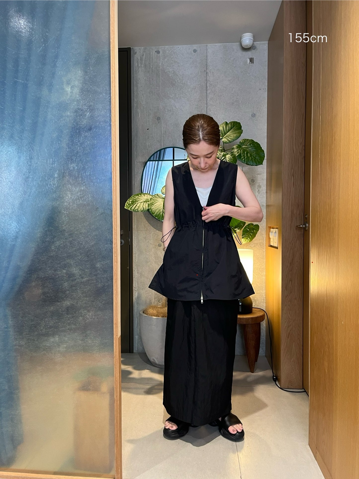 draw string nylon skirt