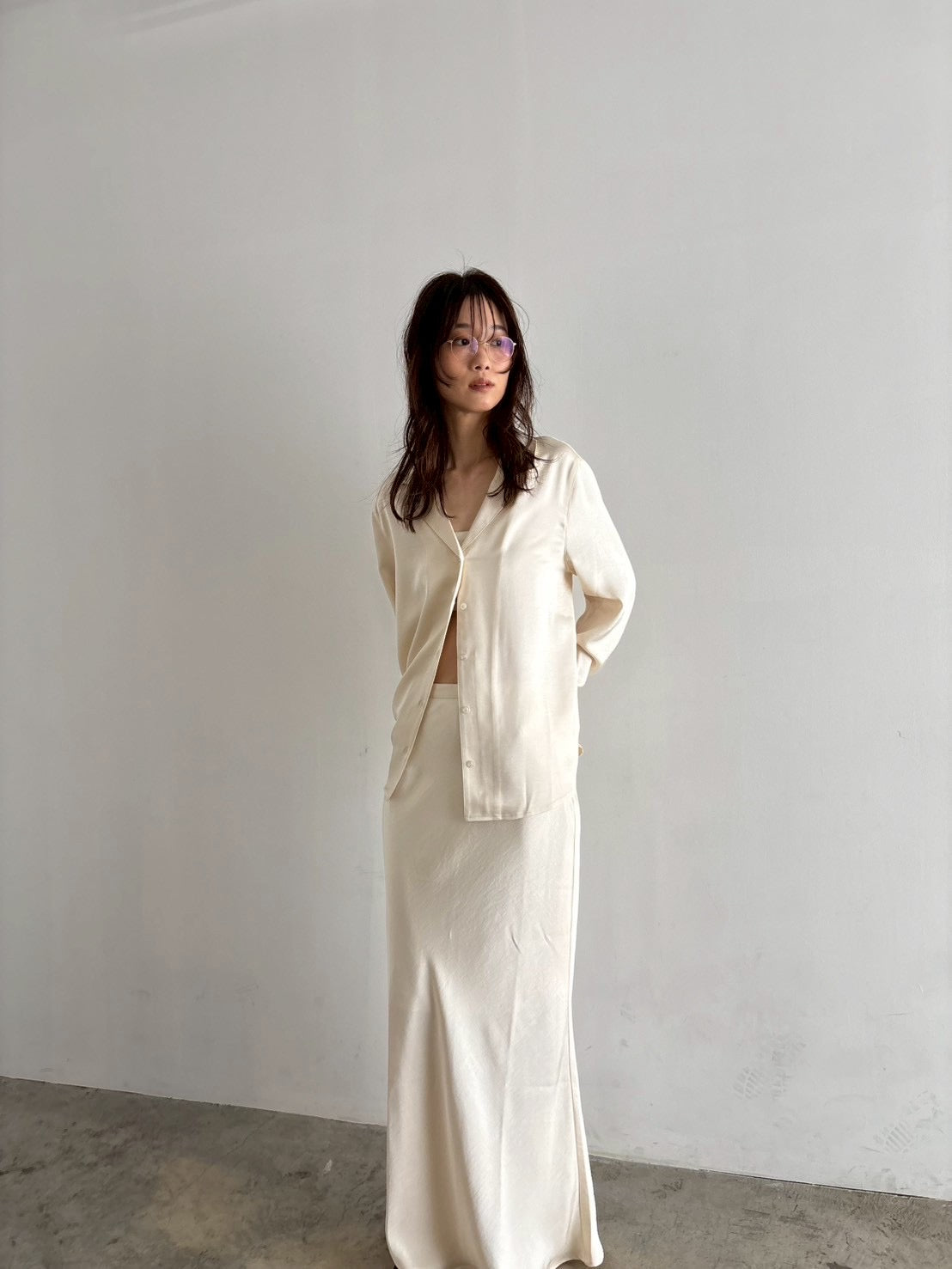 satin long skirt