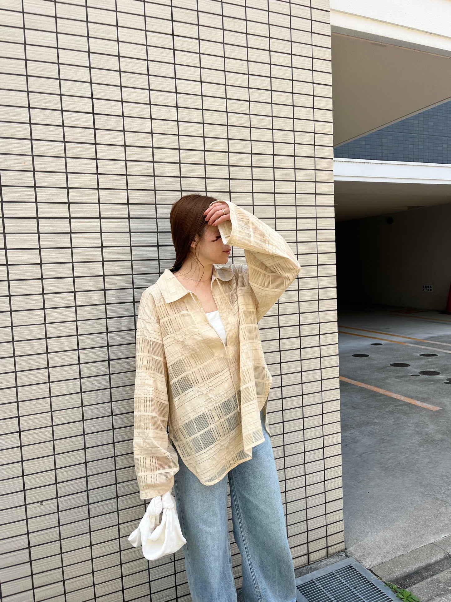 sheer check skipper shirt