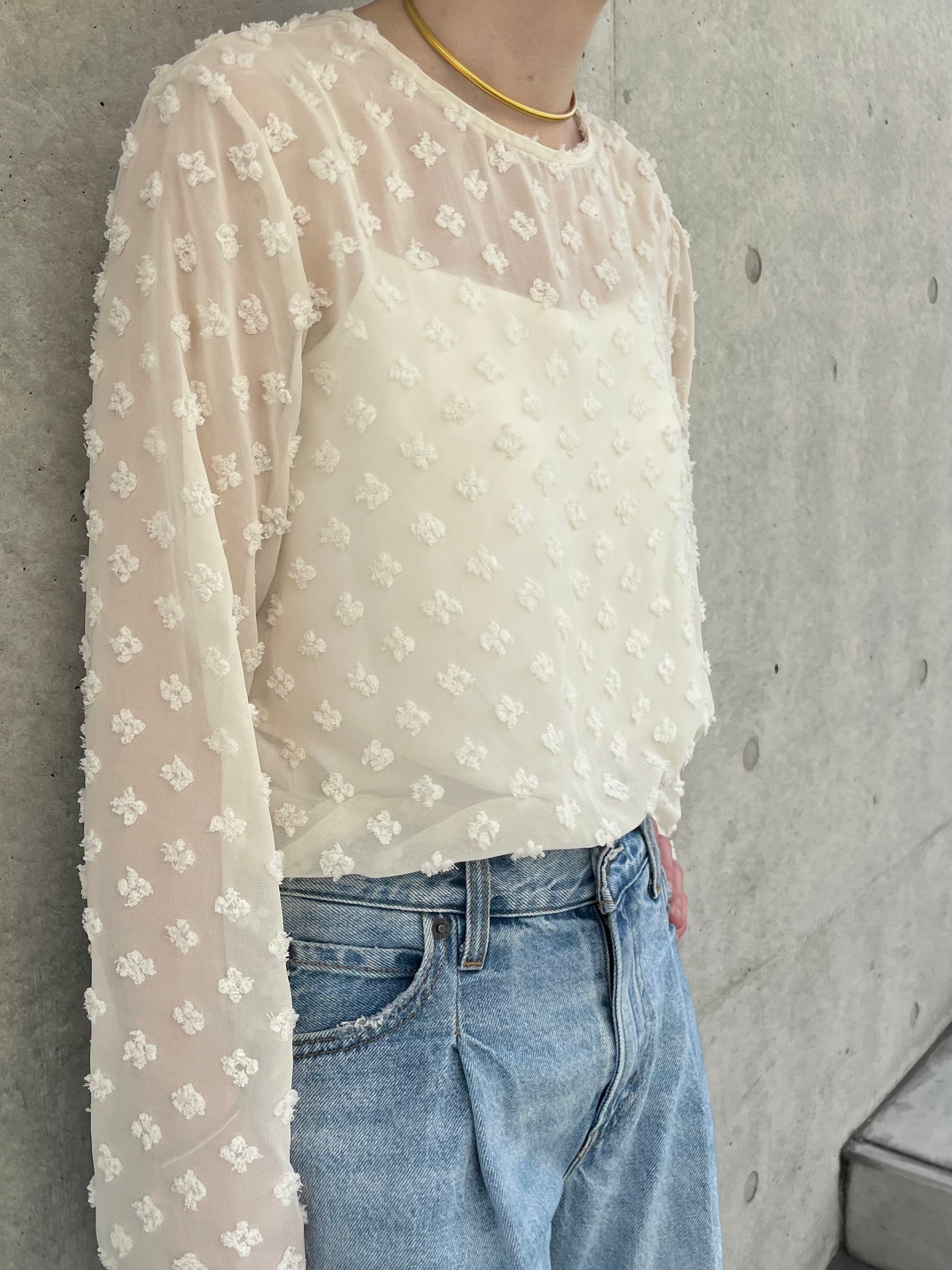 see-through jaguard blouse