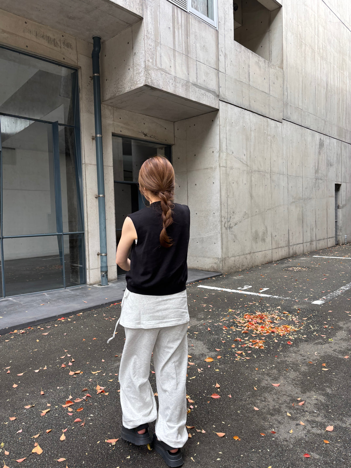 layered sweat pants　　