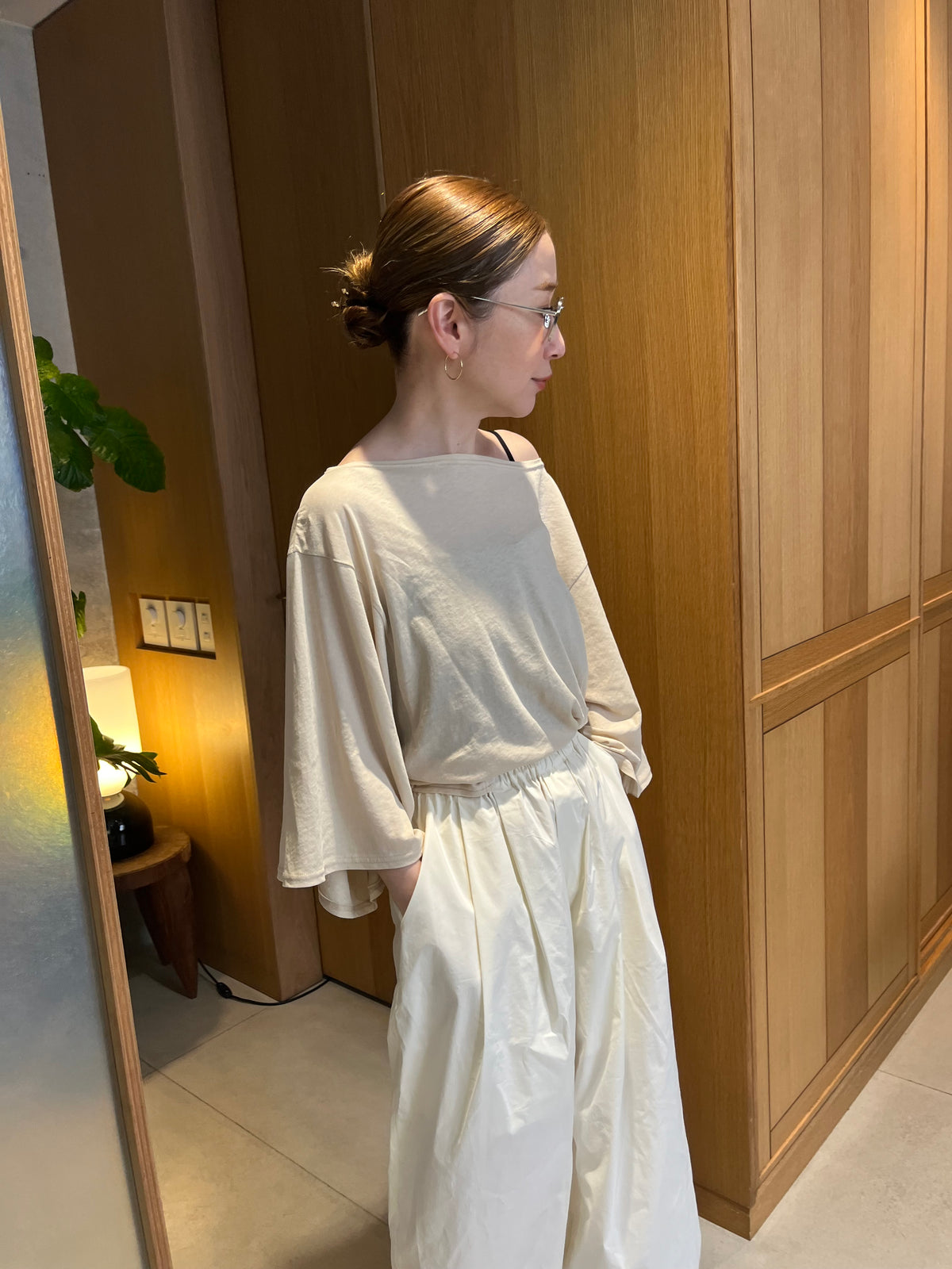gather wide pants　　