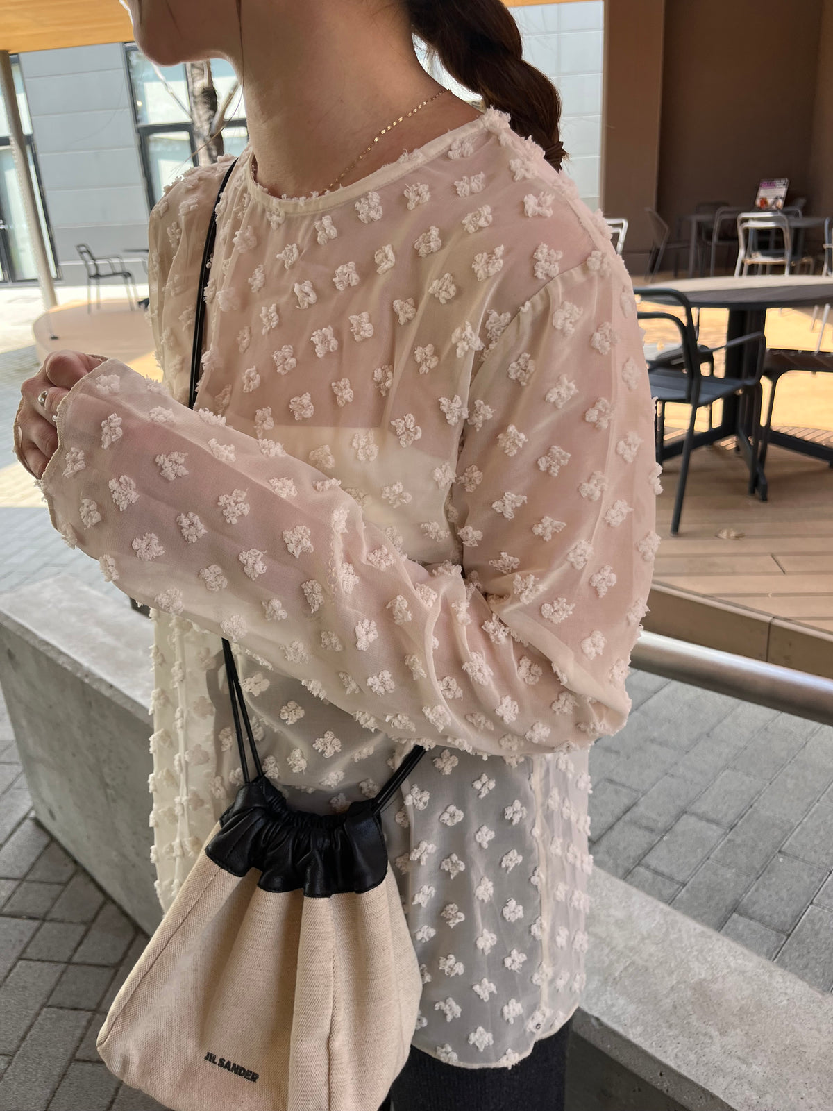 see-through  jaguard blouse　