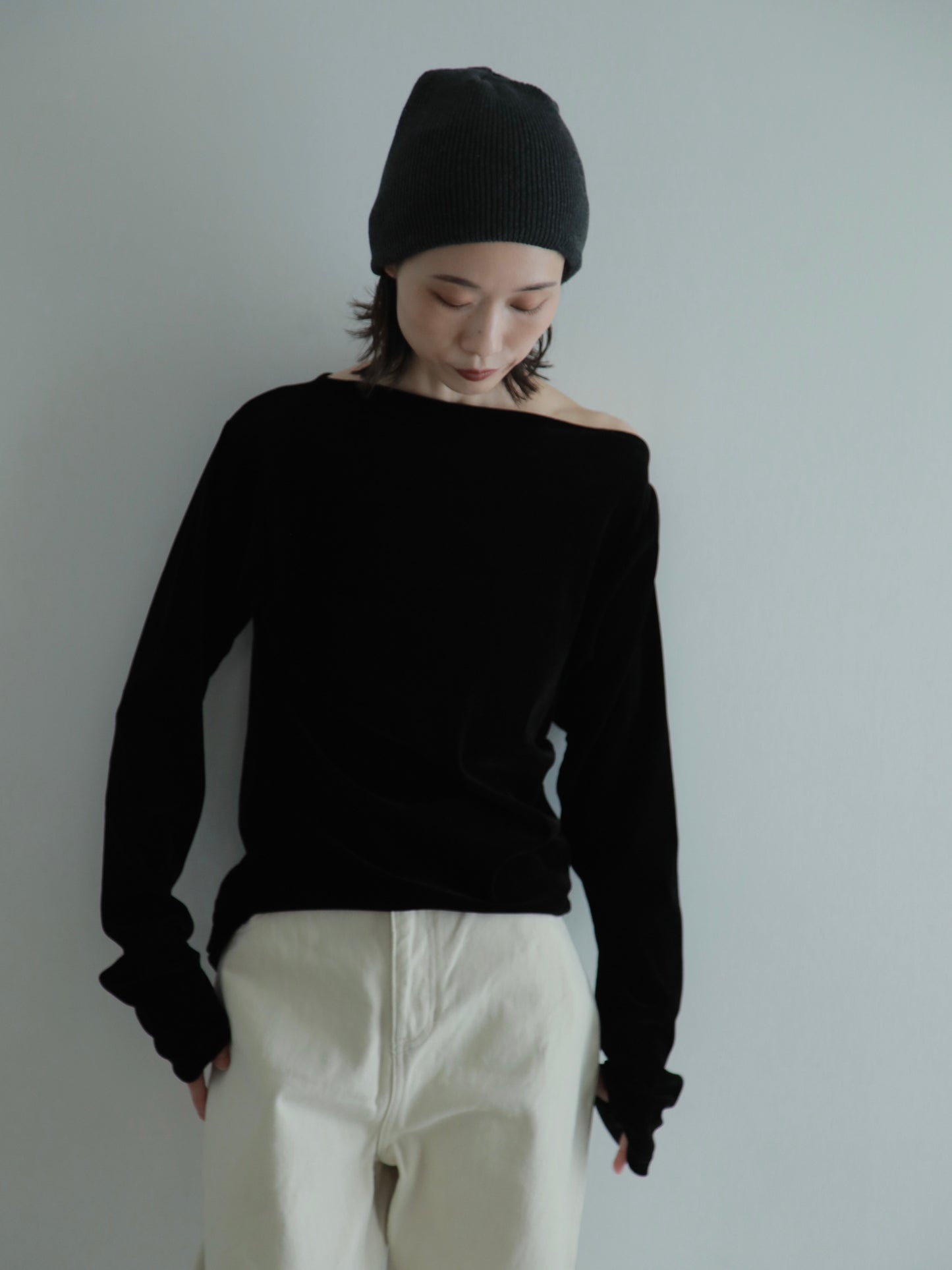 《pre order》 2way velours shoulder tops