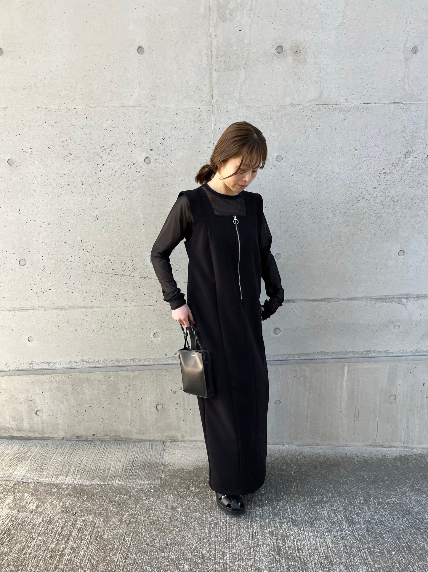 《coming soon》square zip one-piece　