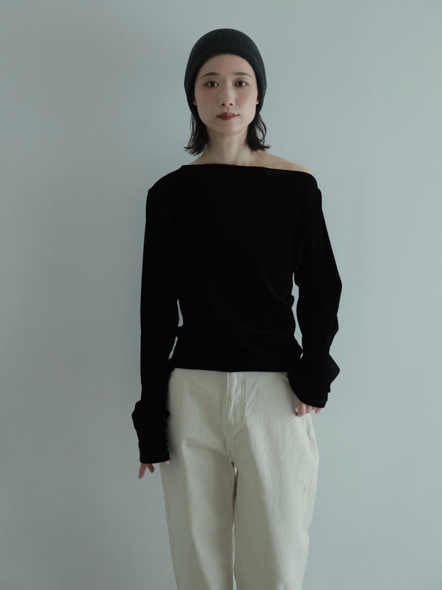 《pre order》 2way velours shoulder tops