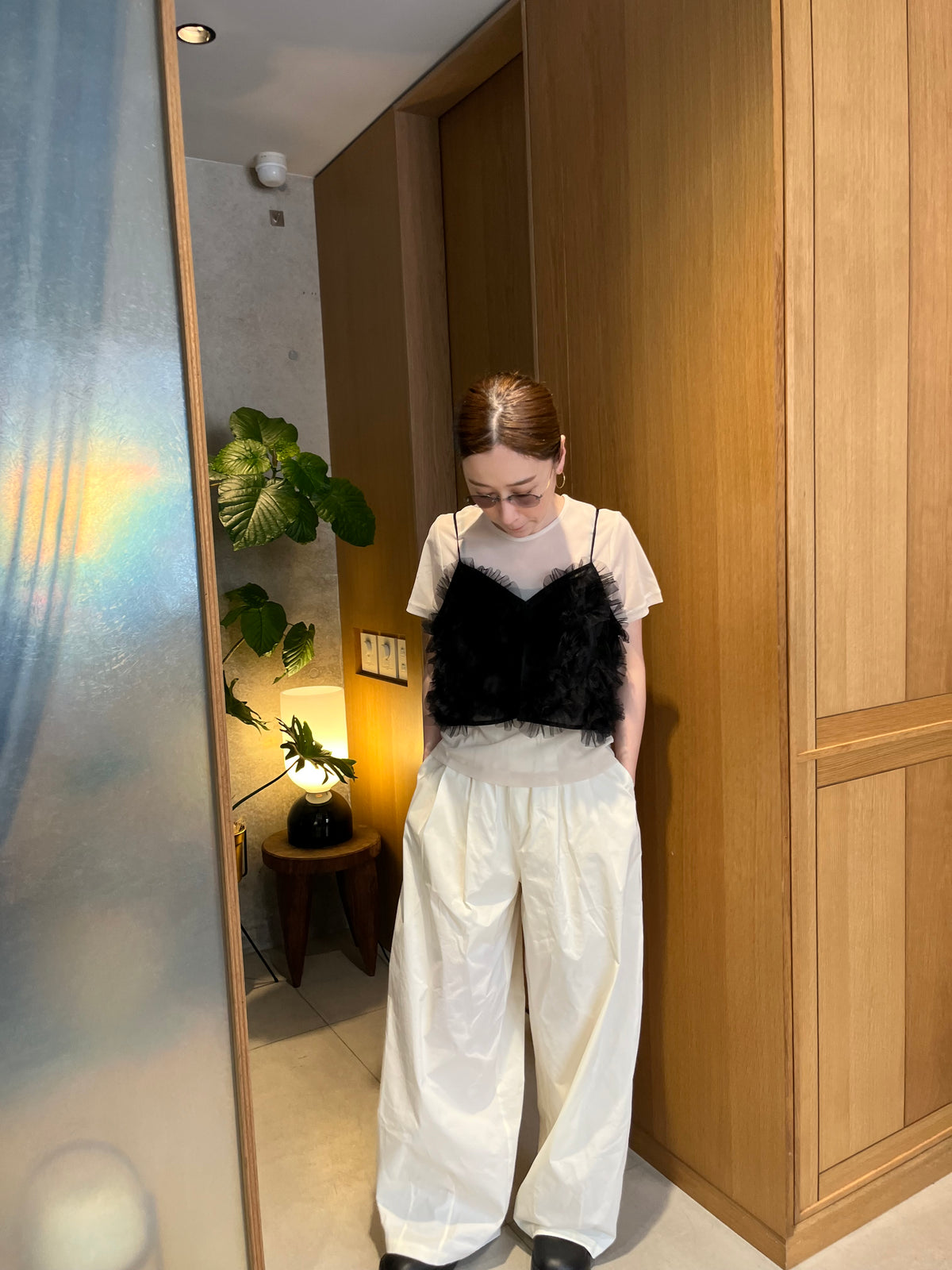 gather wide pants　　