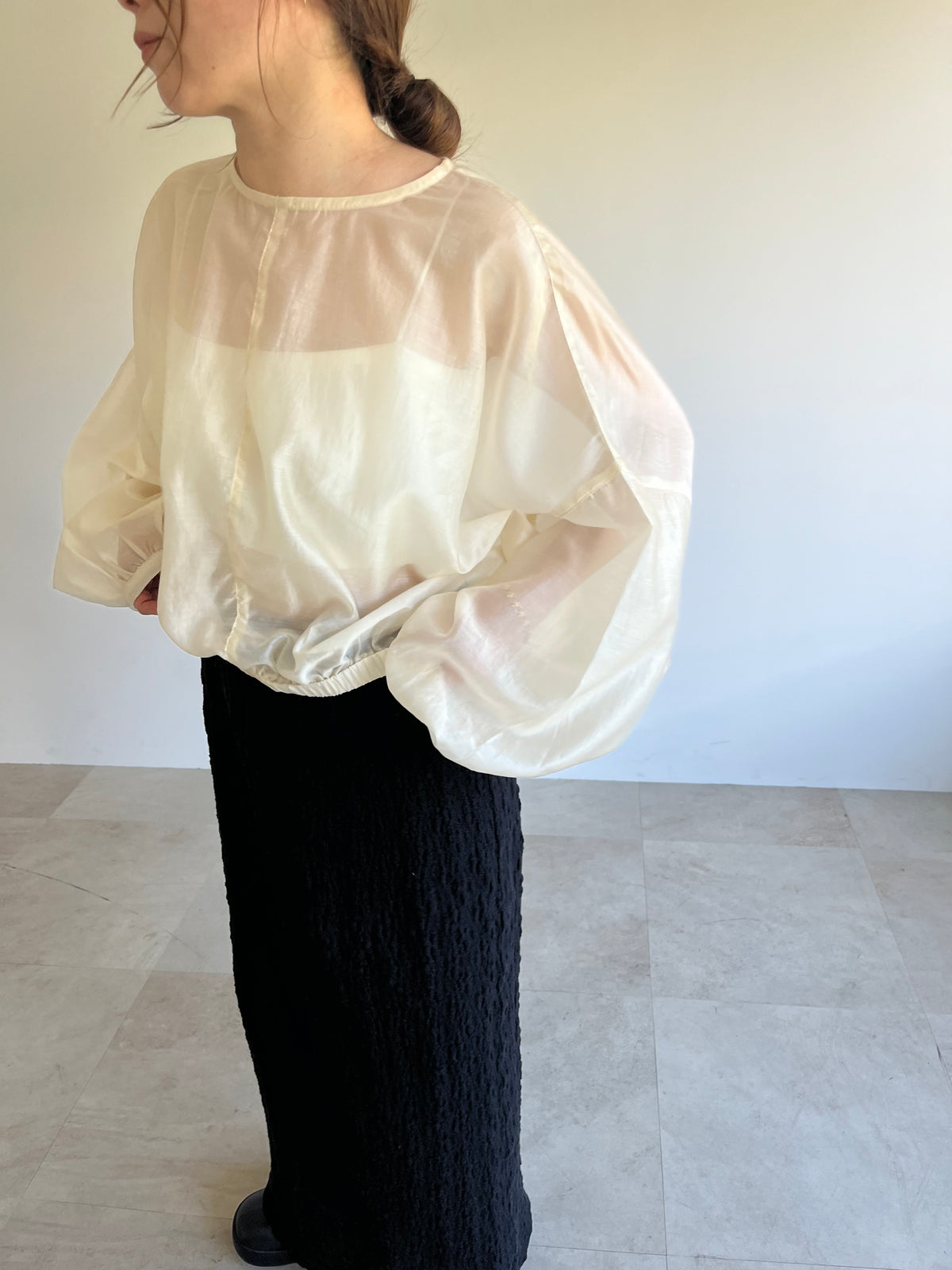 sheer balloon blouse　