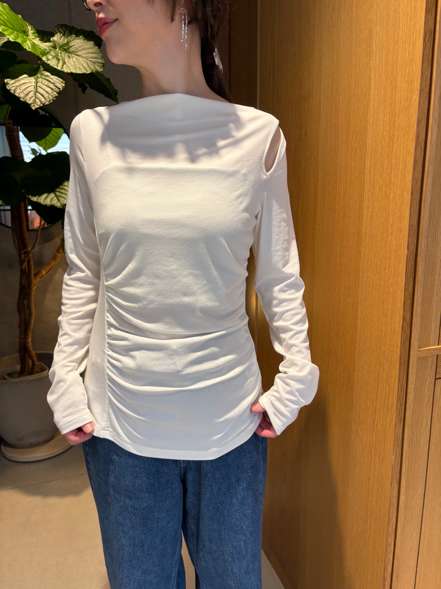 2wayshoulder slit tops