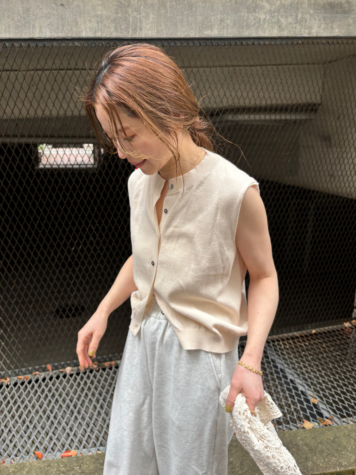 layered sweat pants　　