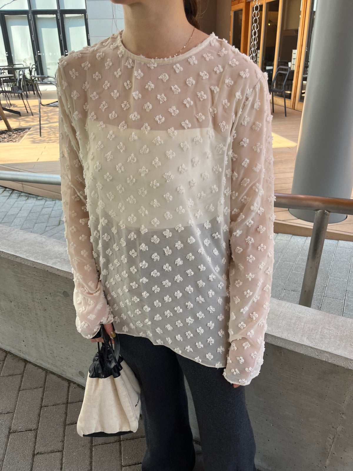 see-through  jaguard blouse　