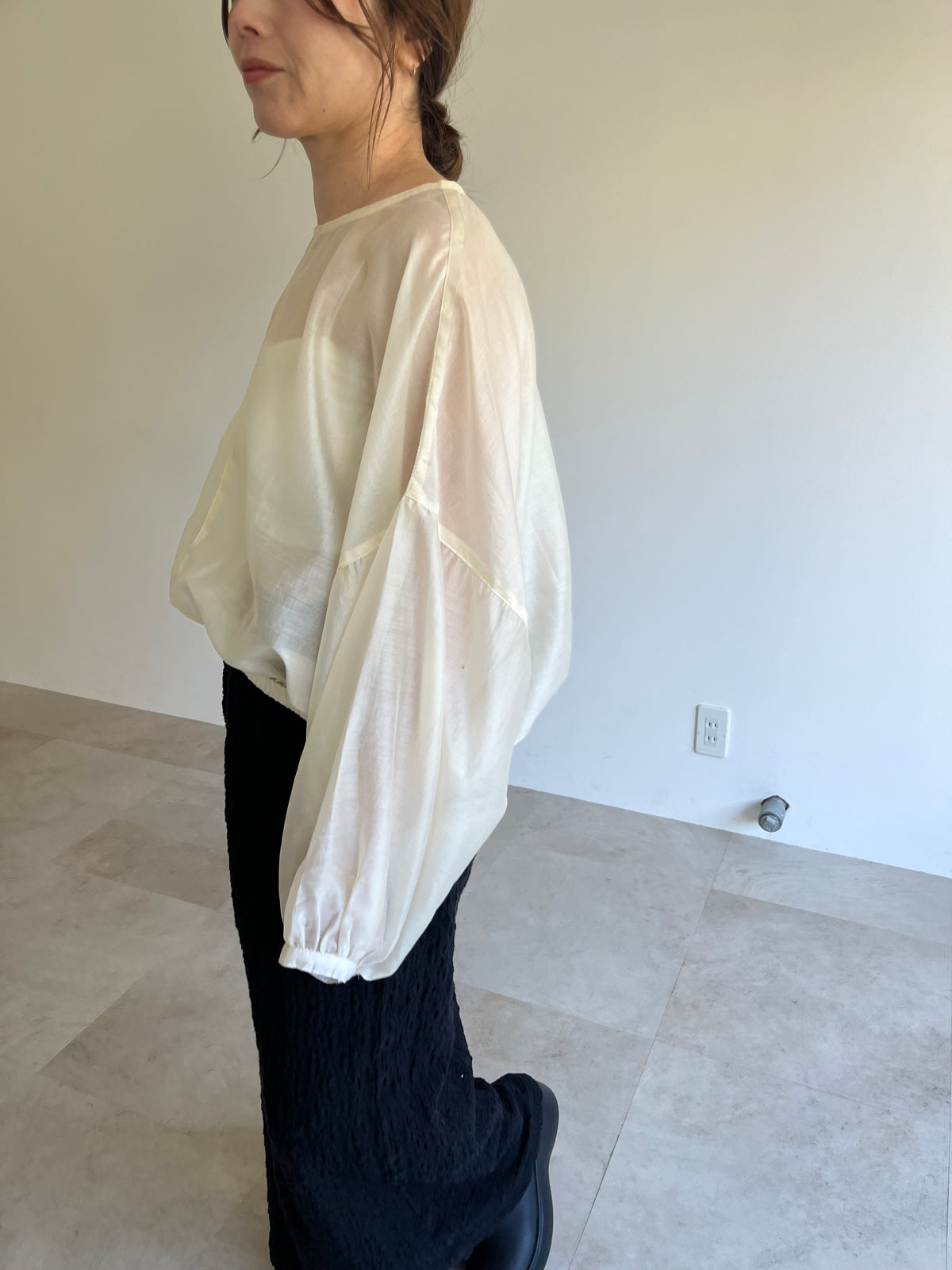 sheer balloon blouse　