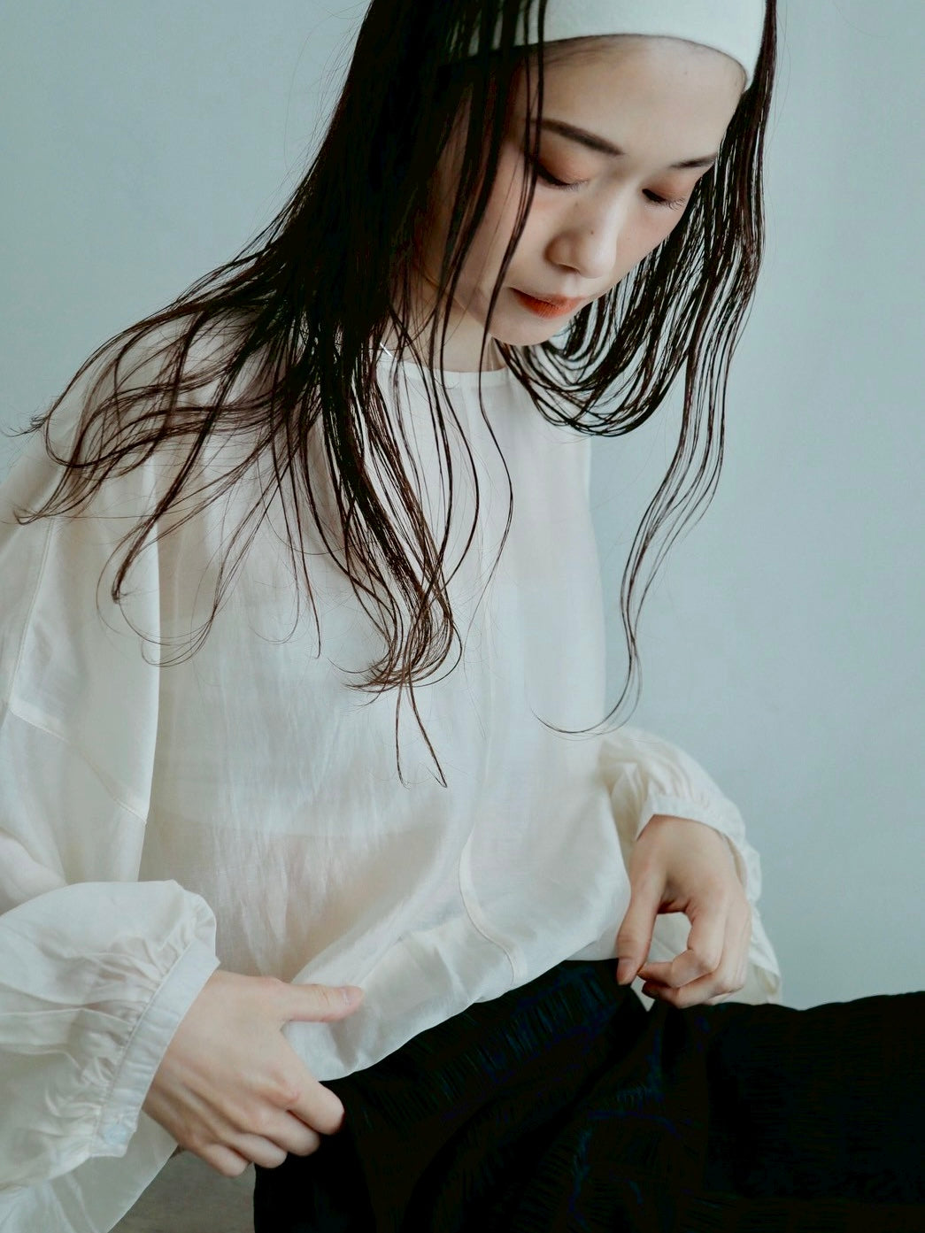 sheer balloon blouse　