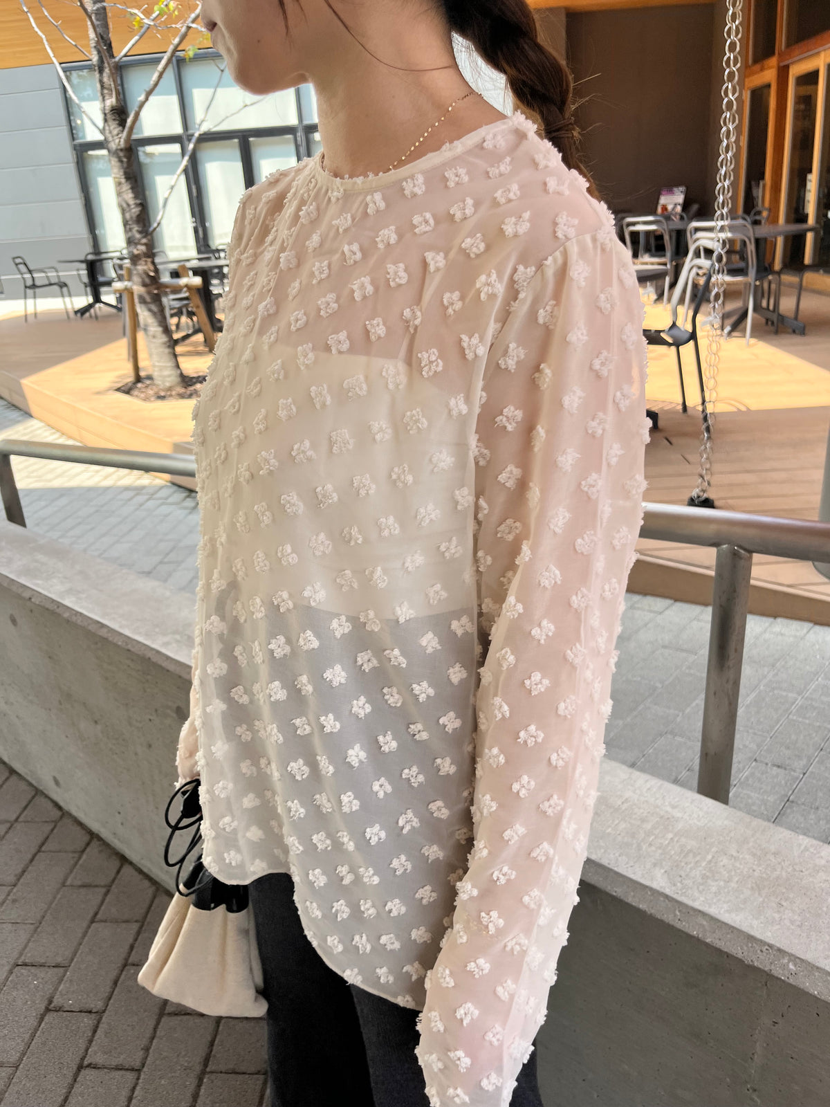 see-through  jaguard blouse　