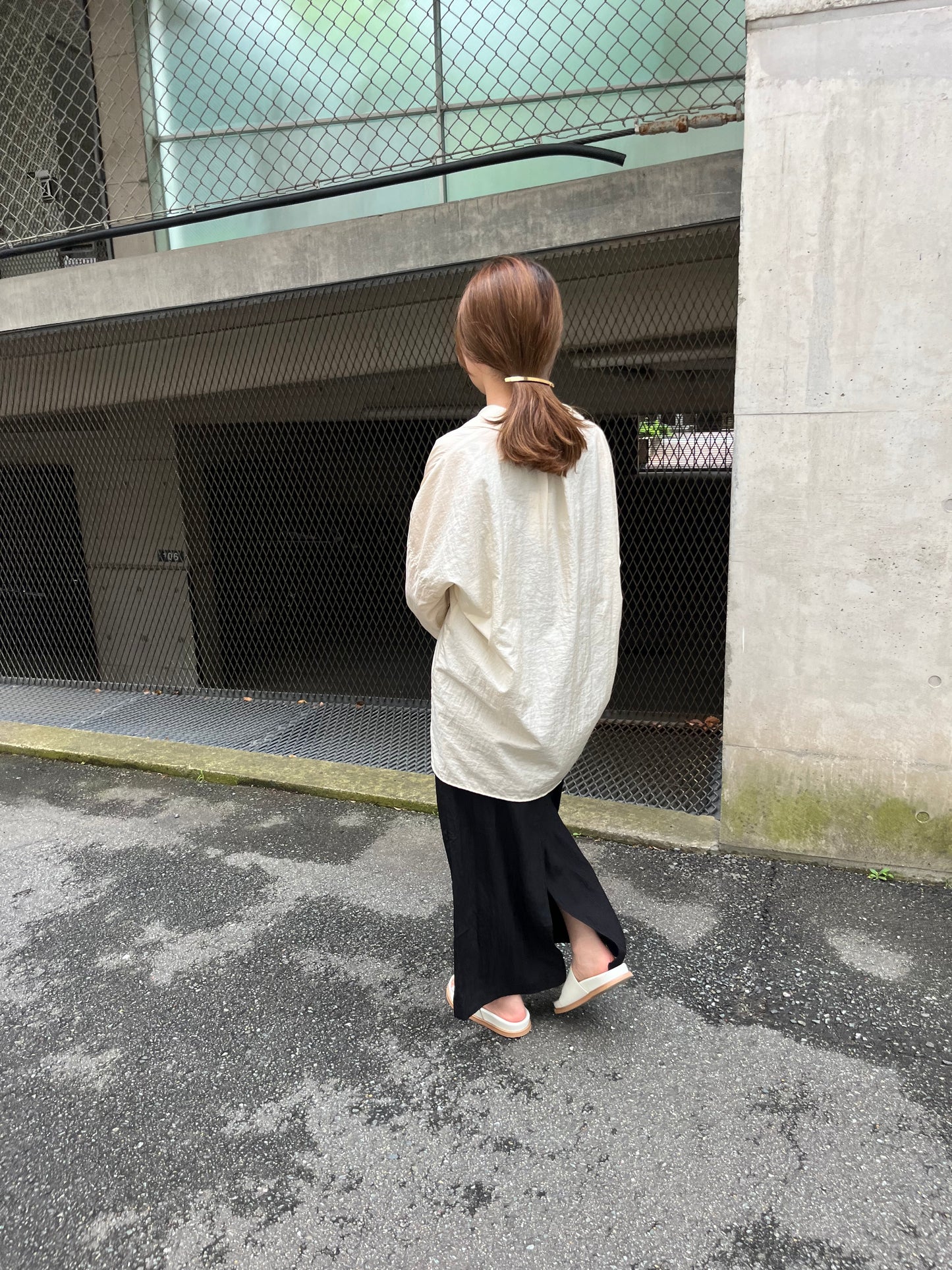 《2024AW》draw string nylon skirt　　